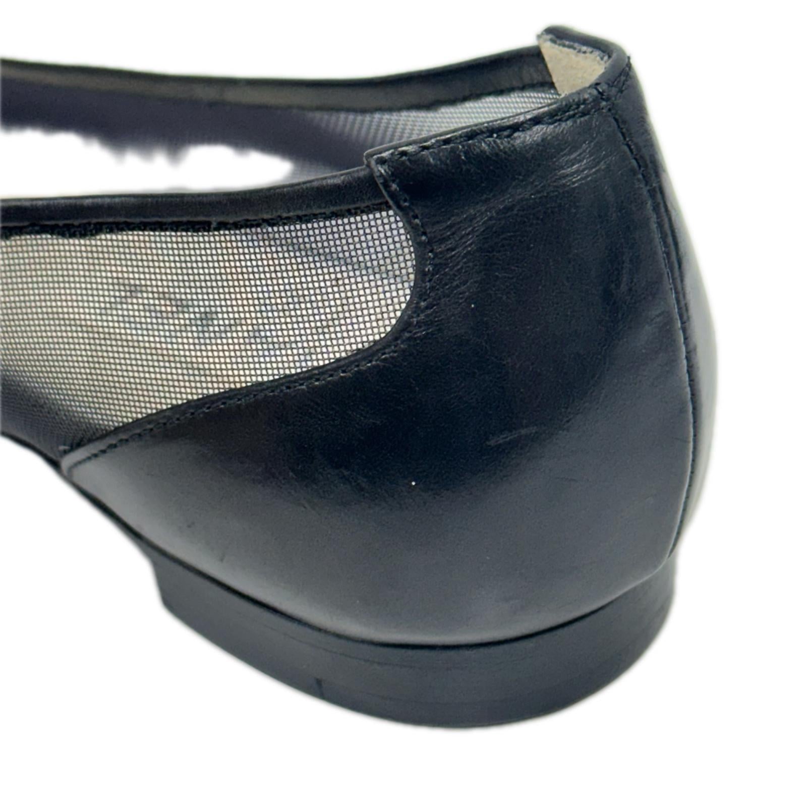 CHANEL メッシュフラットシューズ 黒 (34)