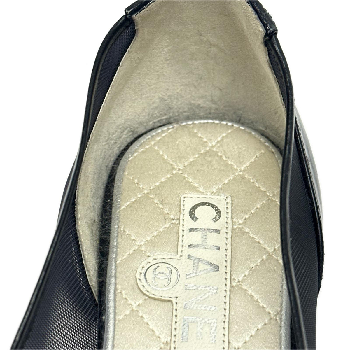 CHANEL メッシュフラットシューズ 黒 (34)