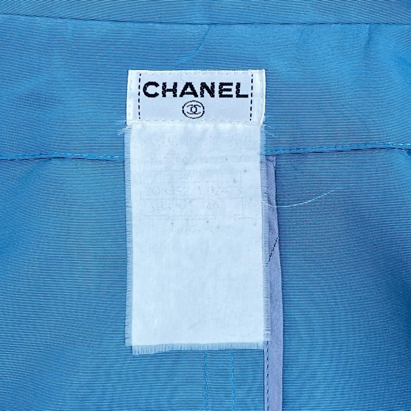 CHANEL ステンカラーコート 青