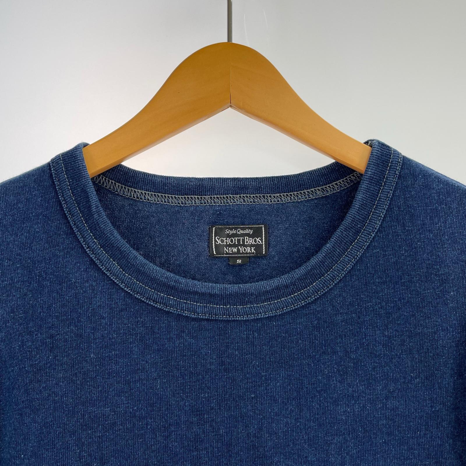 半袖Tシャツ ポケットレザー ネイビー s S ブルー