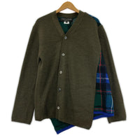 ニット HOMME PLUS 25AW バイアスチェックカーディガン ねじれ S カーキ
