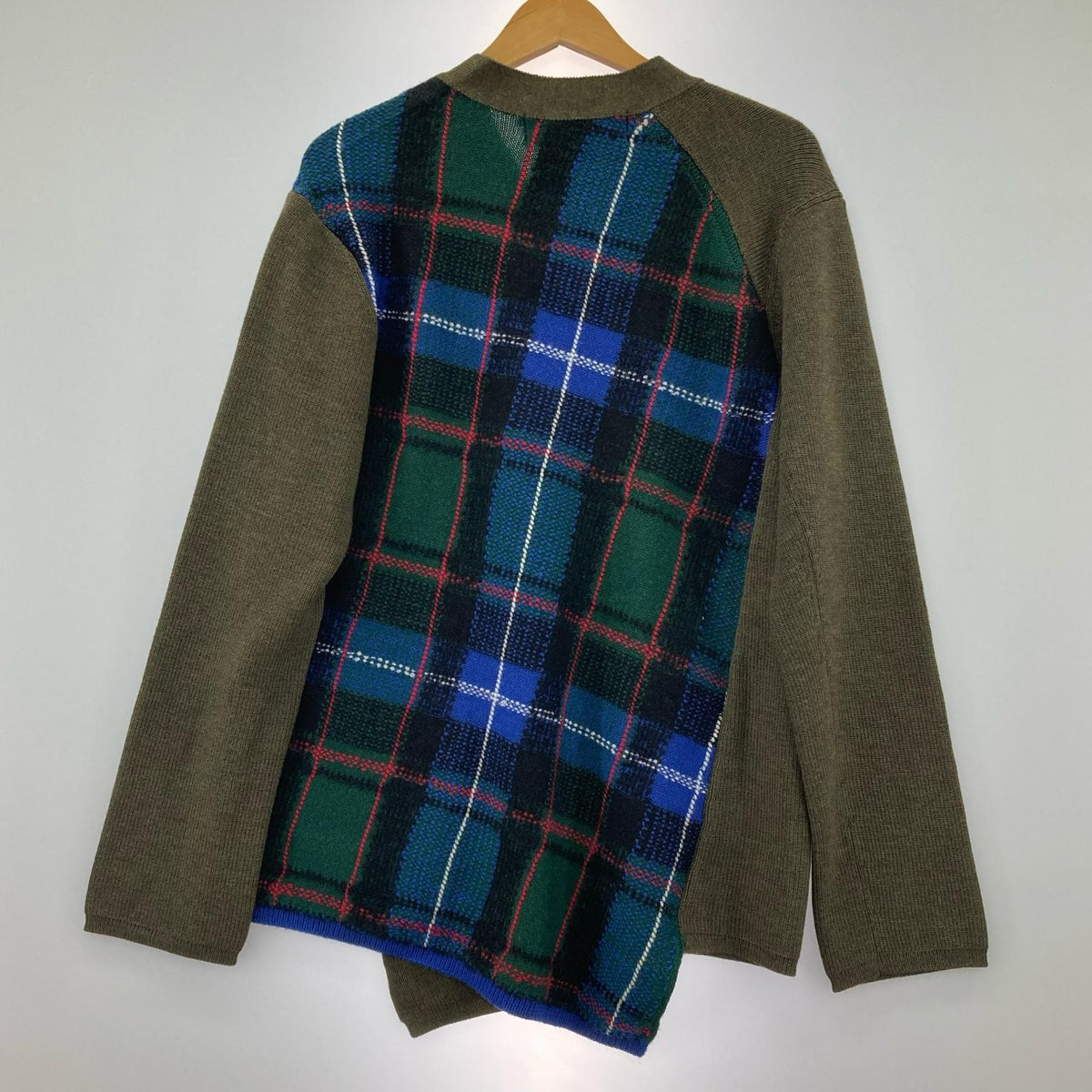 ニット HOMME PLUS 25AW バイアスチェックカーディガン ねじれ S カーキ