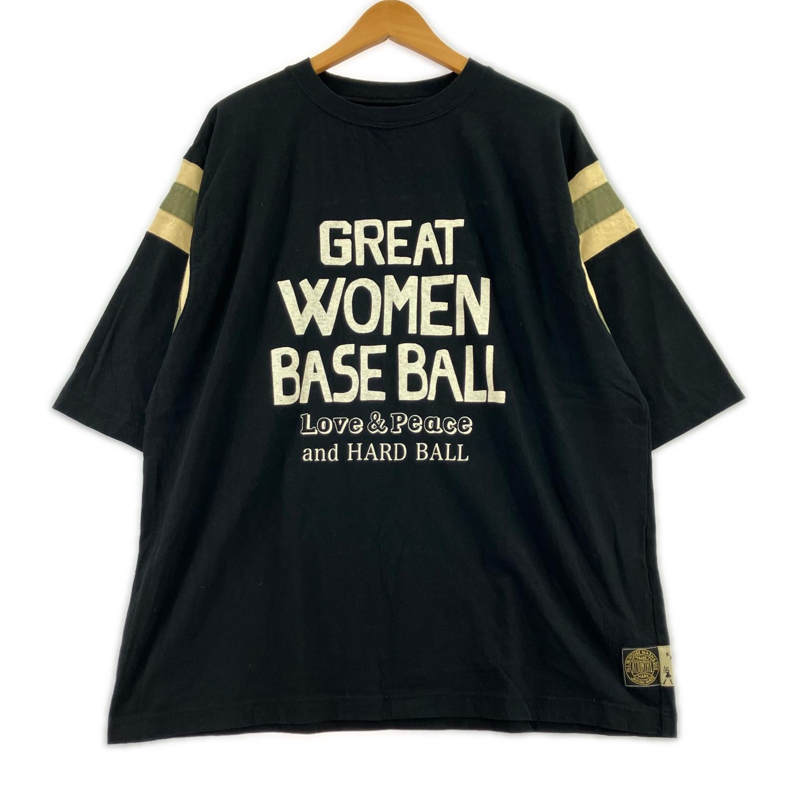 半袖Tシャツ GREAT WOMEN BASEBALL/フットボール/黒/4 4 ブラック