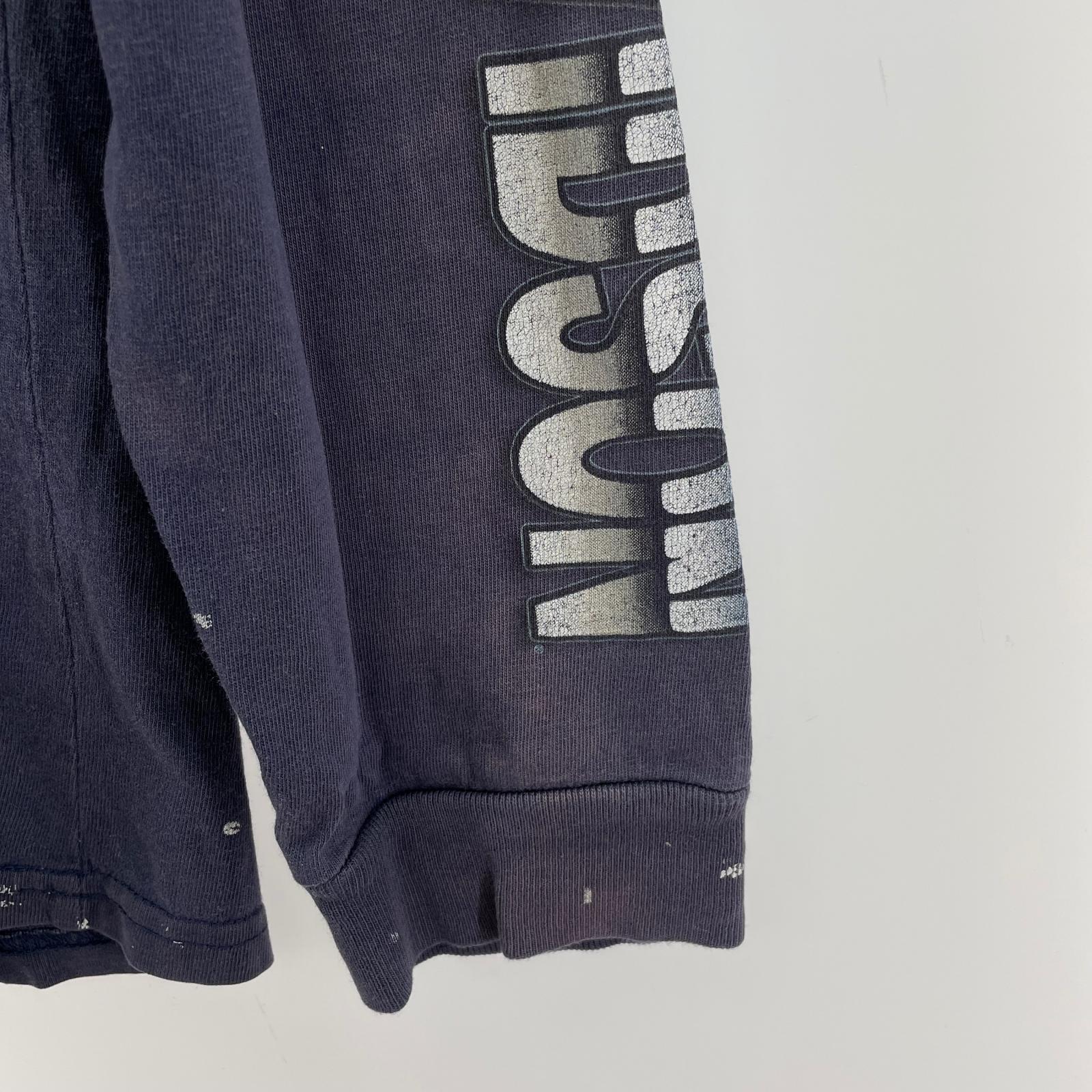長袖Tシャツ ペイント 袖 バックガールプリント 紺 M M