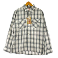 長袖シャツ BIG MIKE オンブレシャツ 白×グレー (M) M