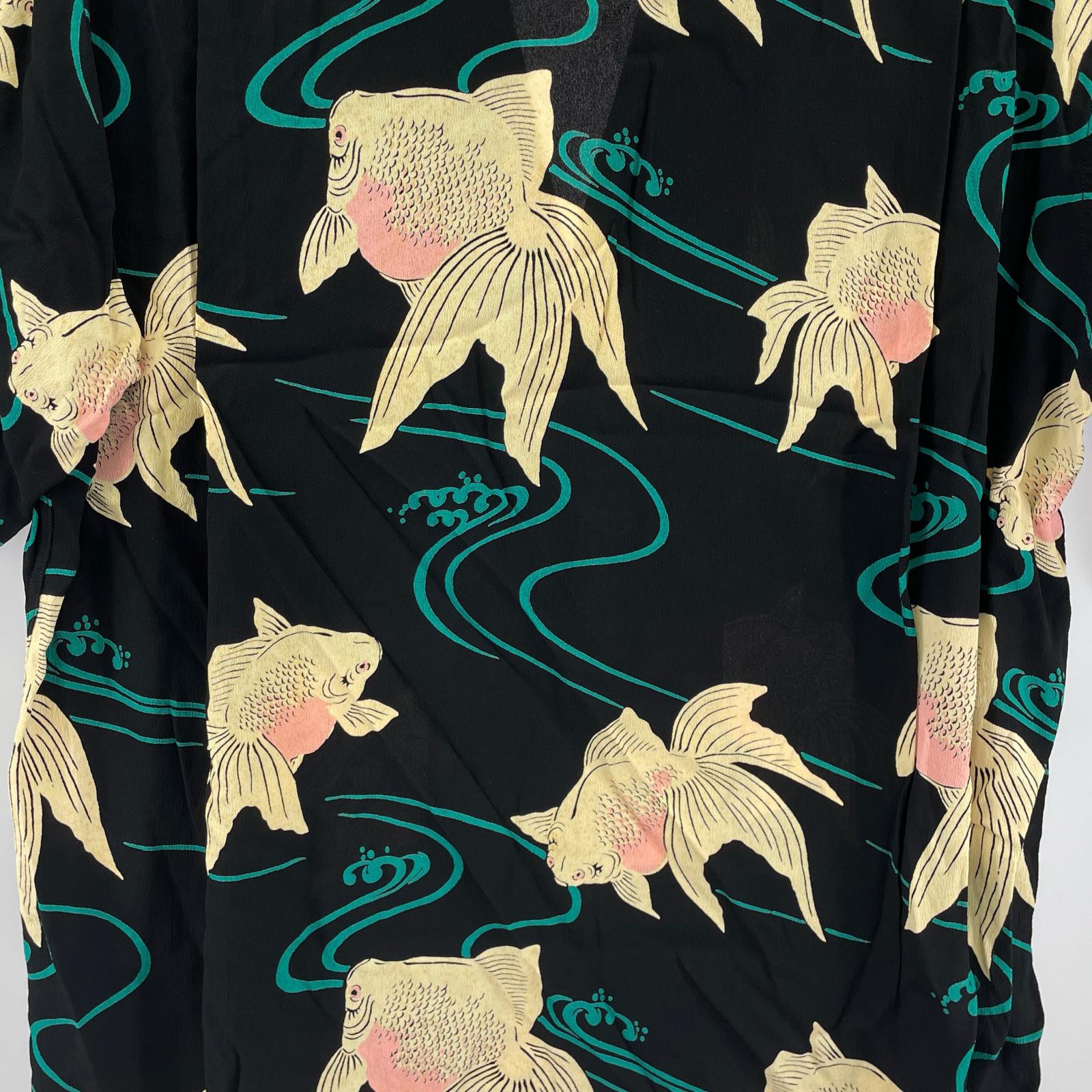 半袖シャツ SUN SURF レーヨンアロハシャツ SS34867 金魚 黒 (M) M ブラック