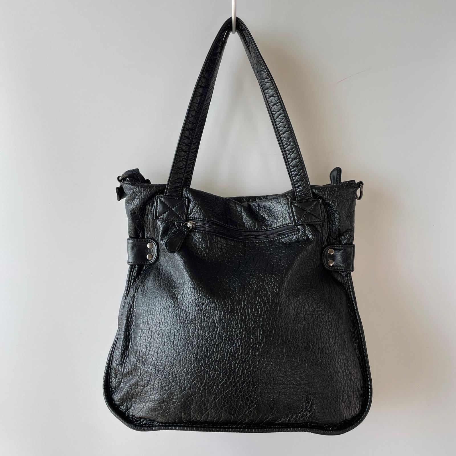 トートバッグ chikashitsu+ エコレザートートバッグ BLK ブラック