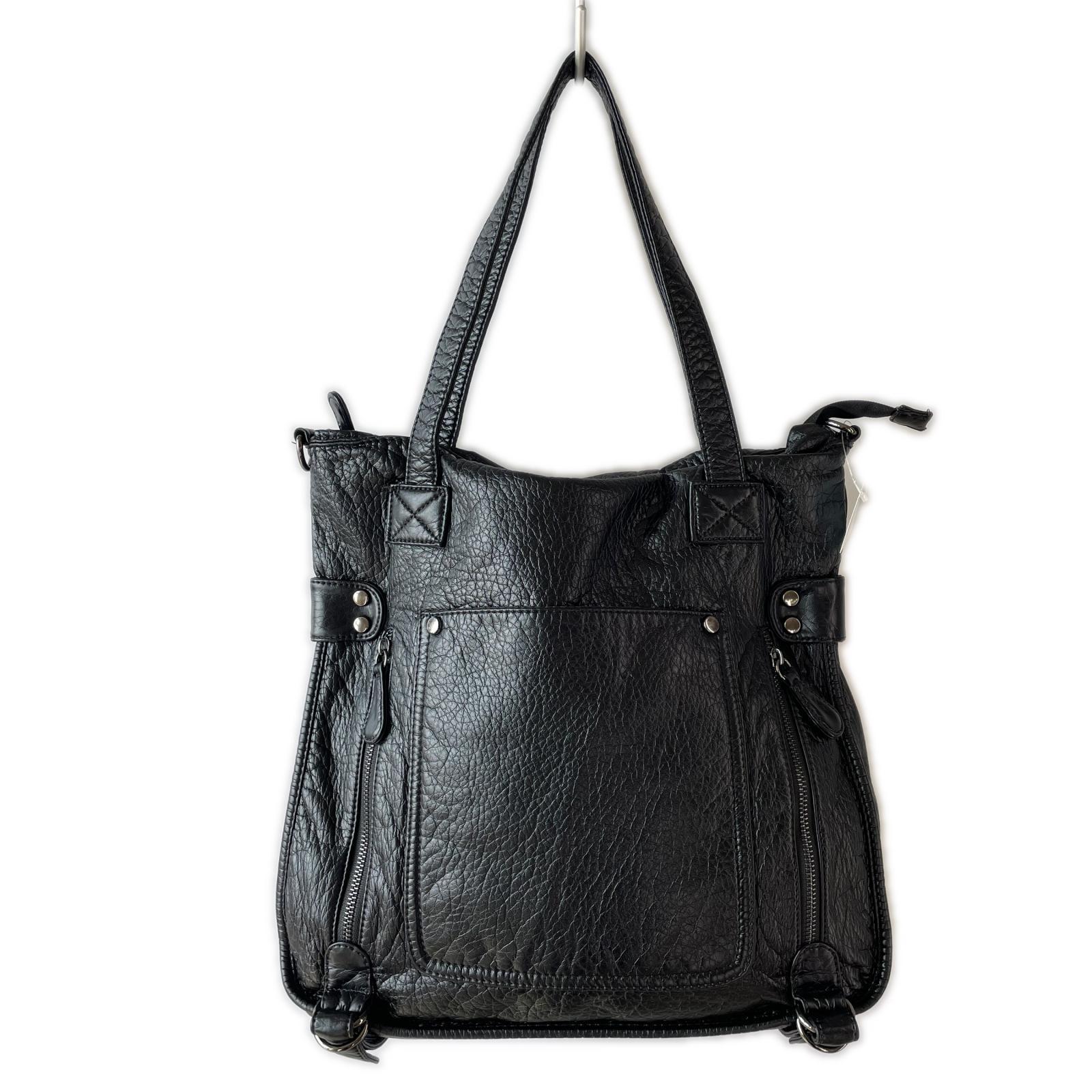 トートバッグ chikashitsu+ エコレザートートバッグ BLK ブラック
