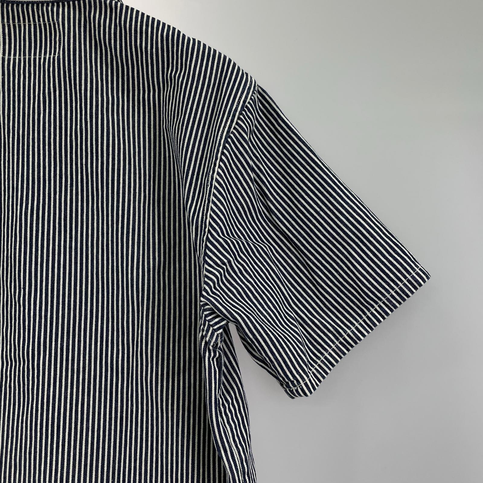 半袖Tシャツ ハーフジップ ヒッコリーストライプ S/Sカットソー M M
