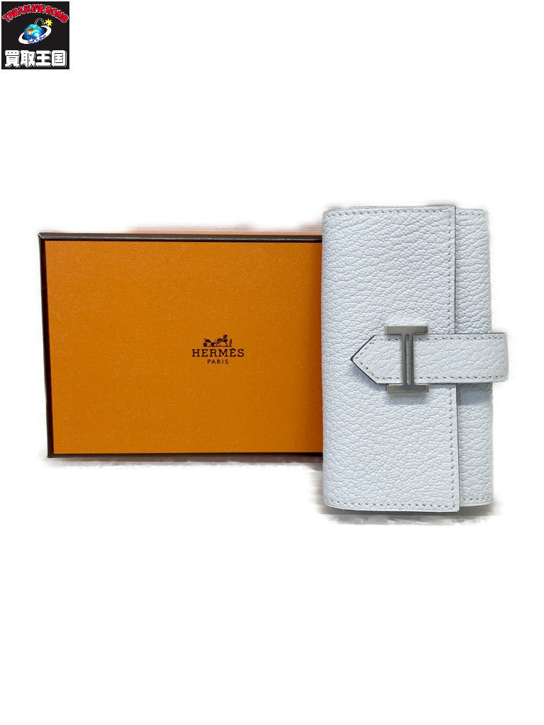 HERMES 22年 U刻印 ベアン 4連キーケース ブルーブリュム