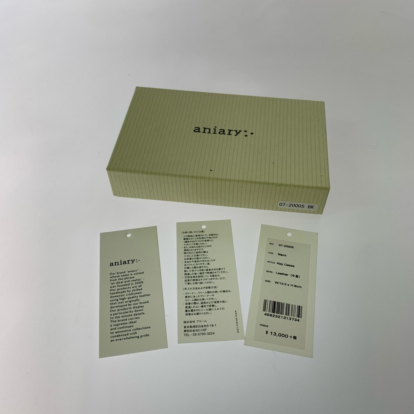 長財布 aniary L字ジップレザーキーケース 黒 ブラック