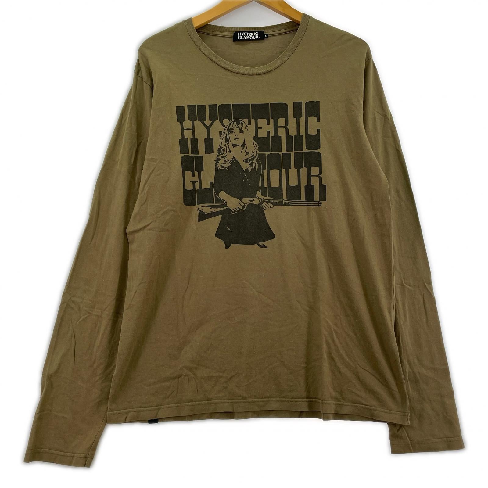 長袖Tシャツ L/S ロゴプリントTEE 茶 (L) L ブラウン