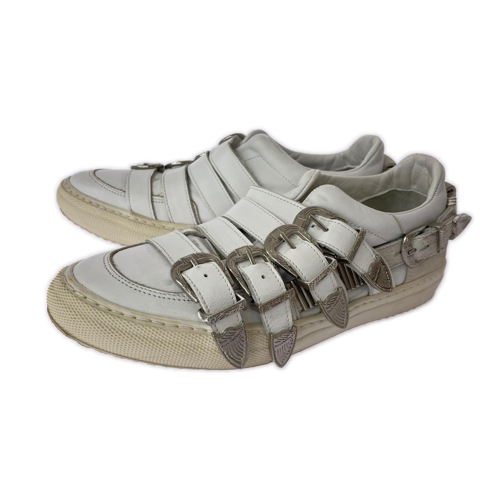 スニーカー ×BEAMS メタルバングルレザースニーカー23.5 ホワイト