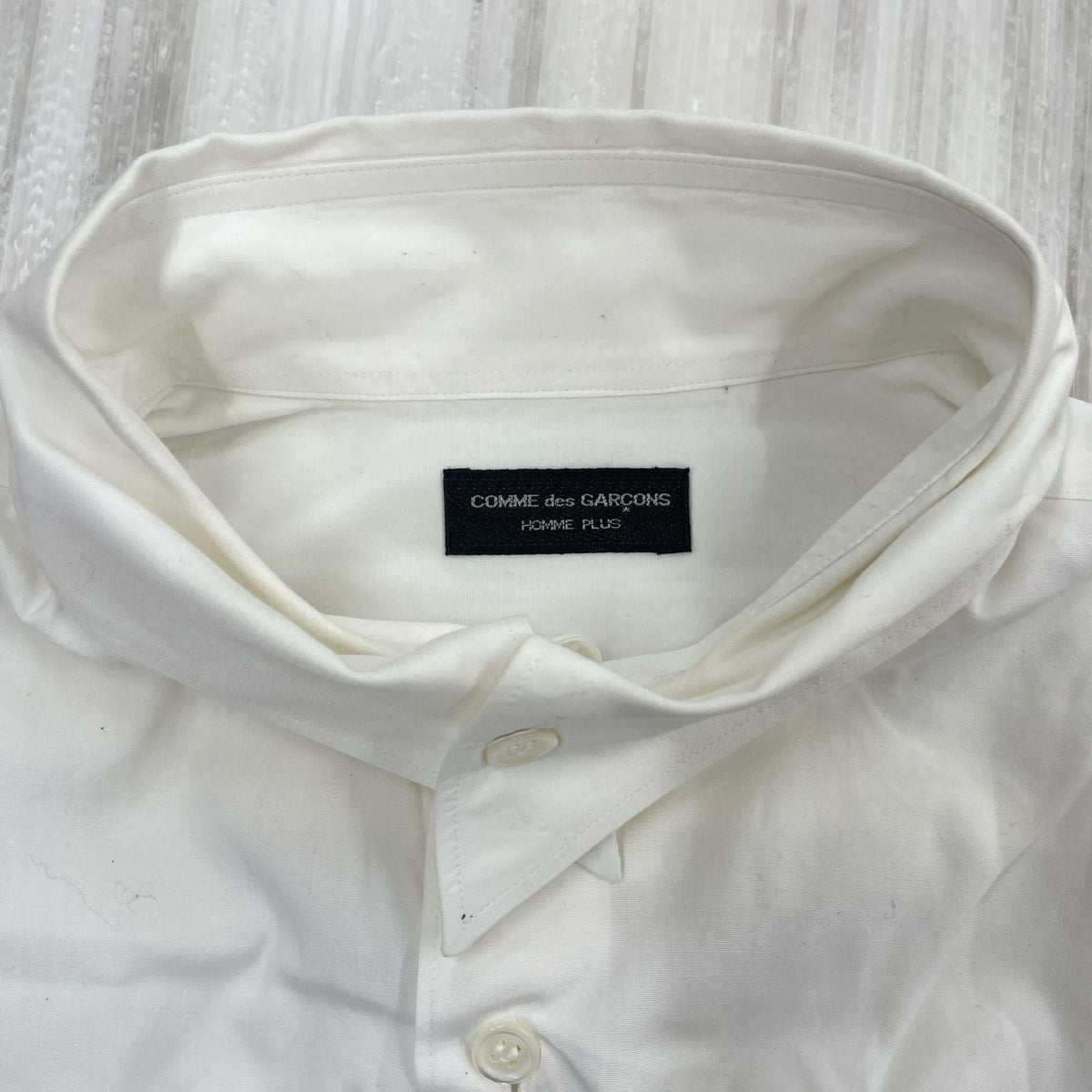 長袖シャツ COMME des GARCONS HOMME PLUS 80s 襟デザイン ドレスシャツ ホワイト ホワイト