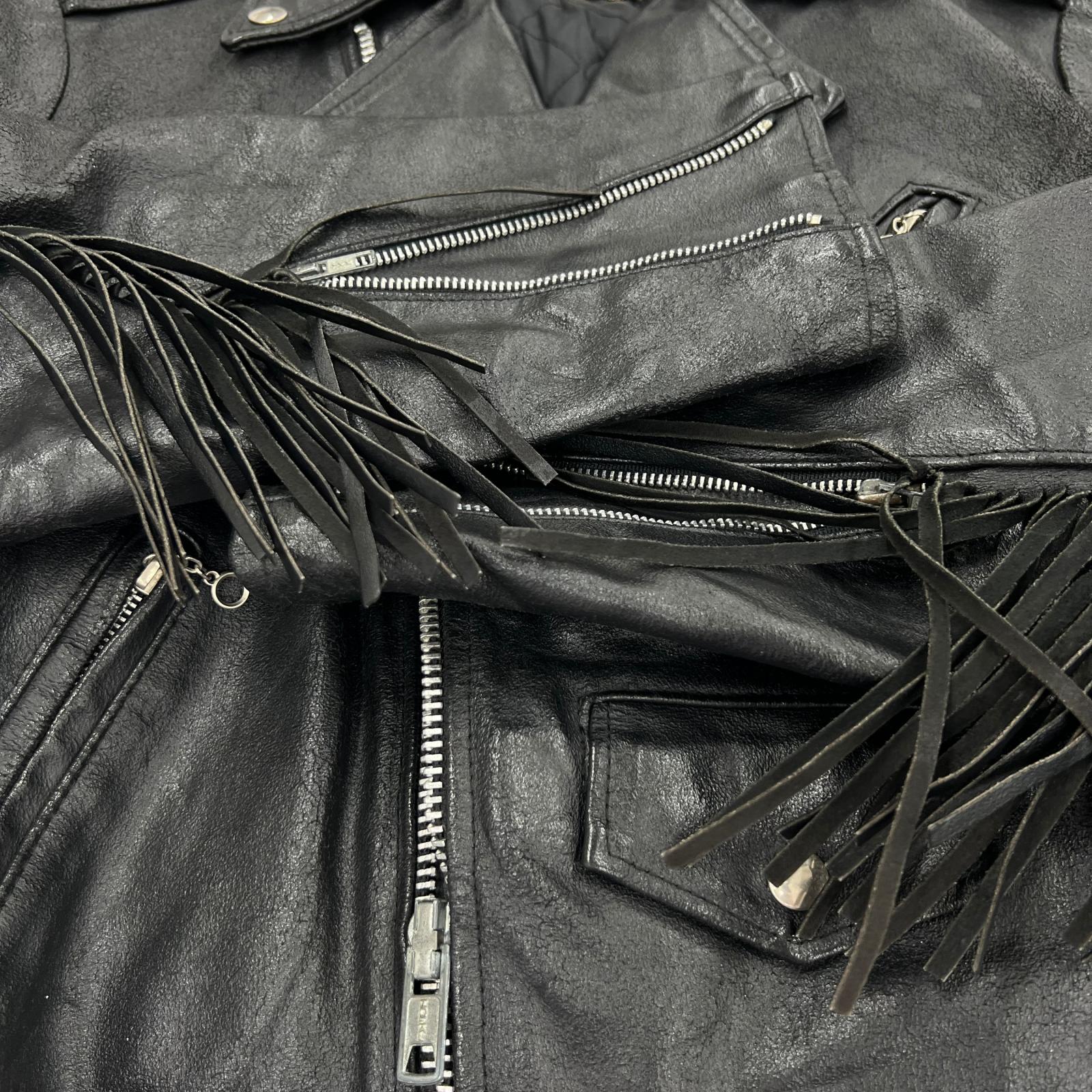 ライダースジャケット 70s Sears Fringe Double Riders Jacket ブラック