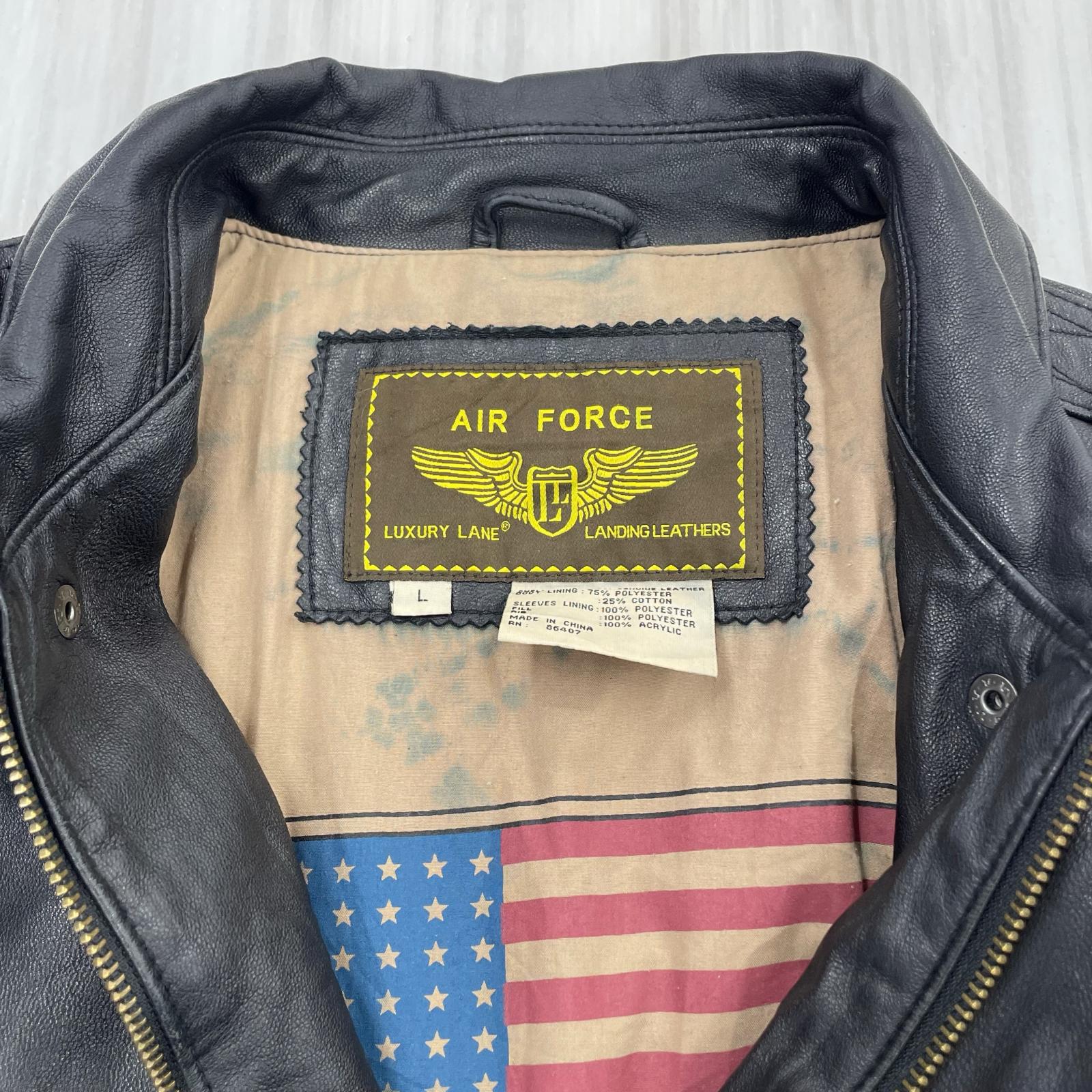 レザージャケット LUXURY LANE AIR FORCE A-2 黒 レザー (L) L ブラック
