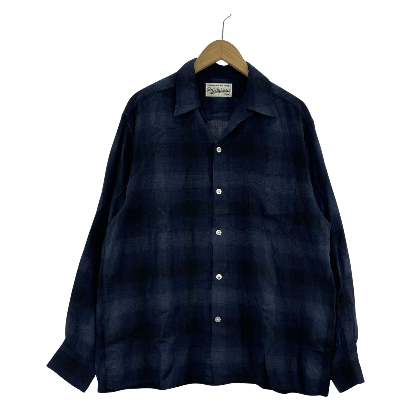 長袖シャツ OMBRE CHECK OPEN COLLAR SHIRT L/S -L L