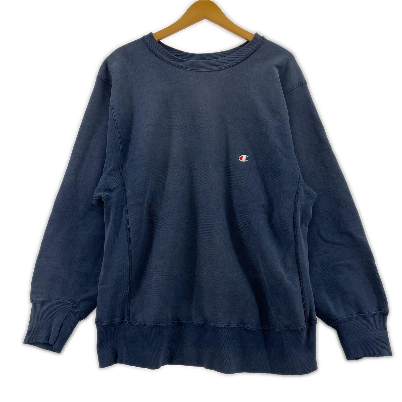 スウェット 80s REVERSE WEAVE スウェット 米国製 目あり ネイビー L L ネイビー