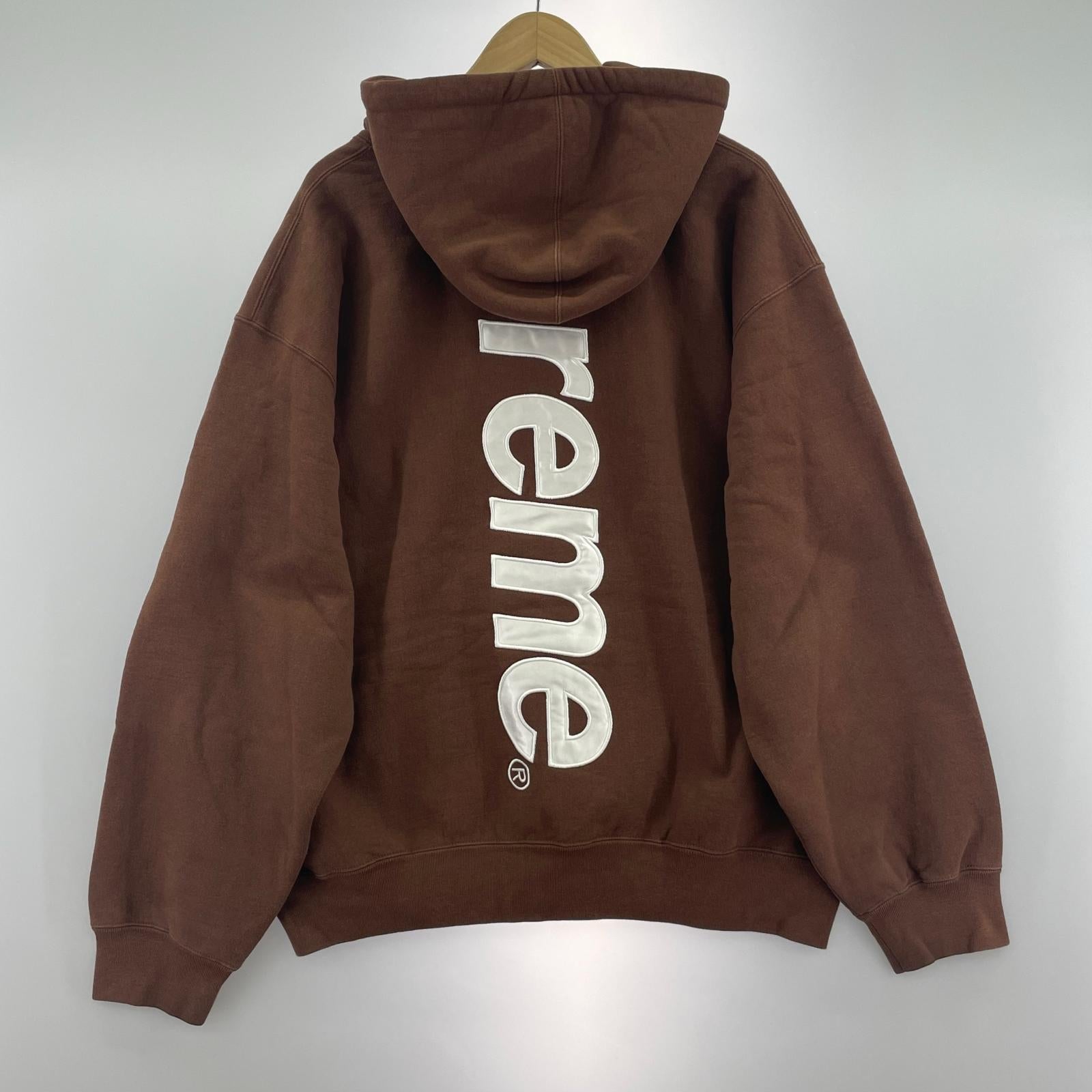 パーカー Supreme Satin Applique Hooded Sweatshirt L ブラウン L ブラウン