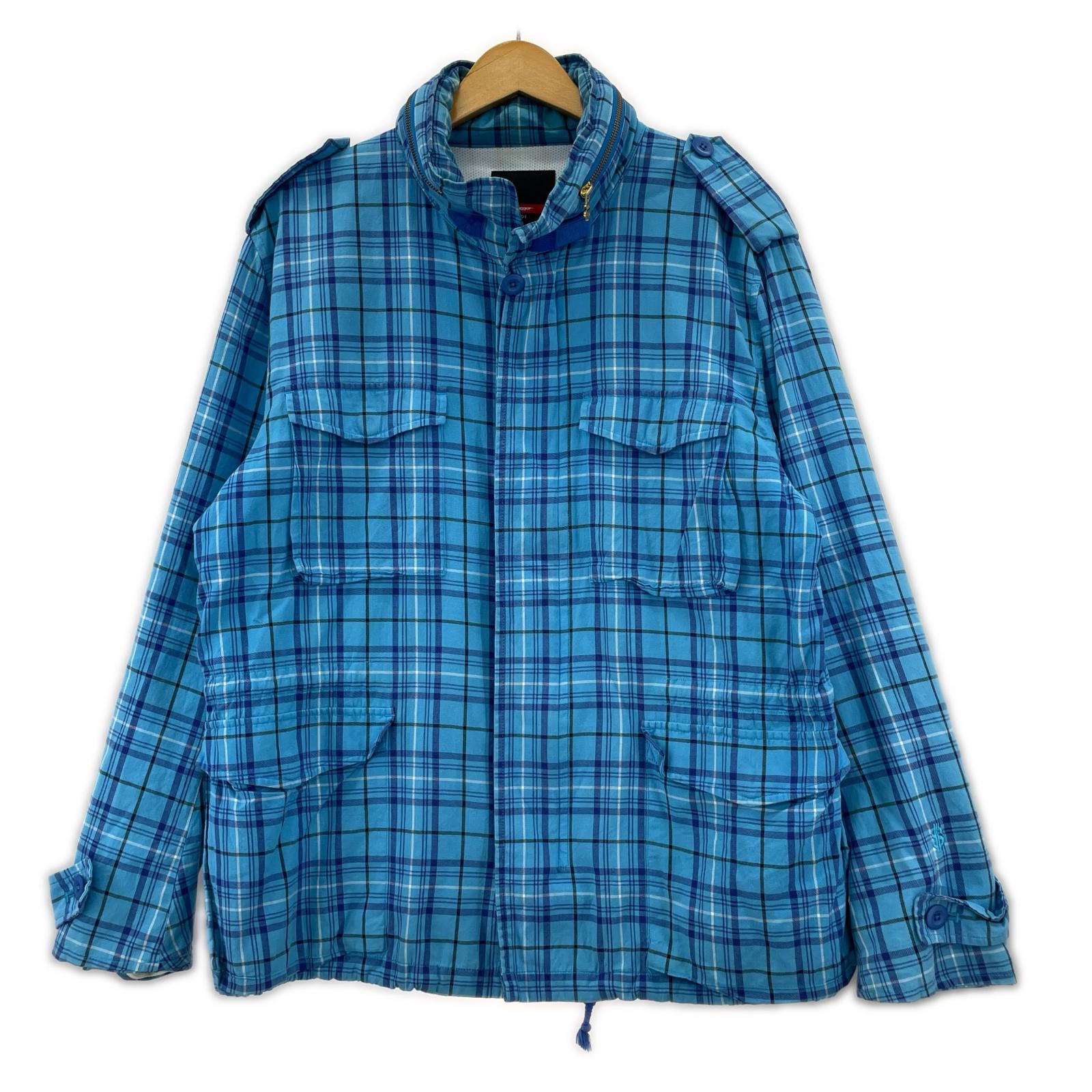 ジャケット 00s チェック M-65type ジャケット BLU L L