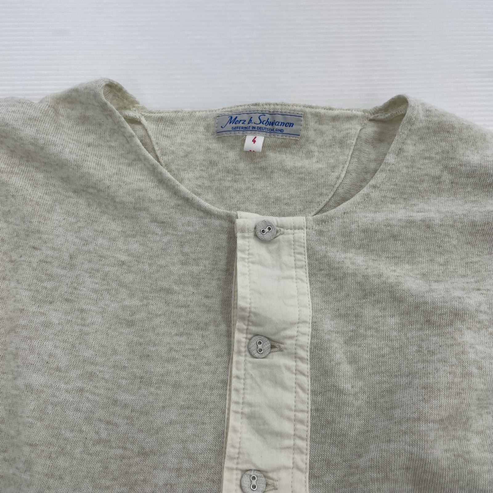 長袖Tシャツ Merzb.Schwanen ヘンリーネック ハーフボタン L/S Tee 4 4 ホワイト