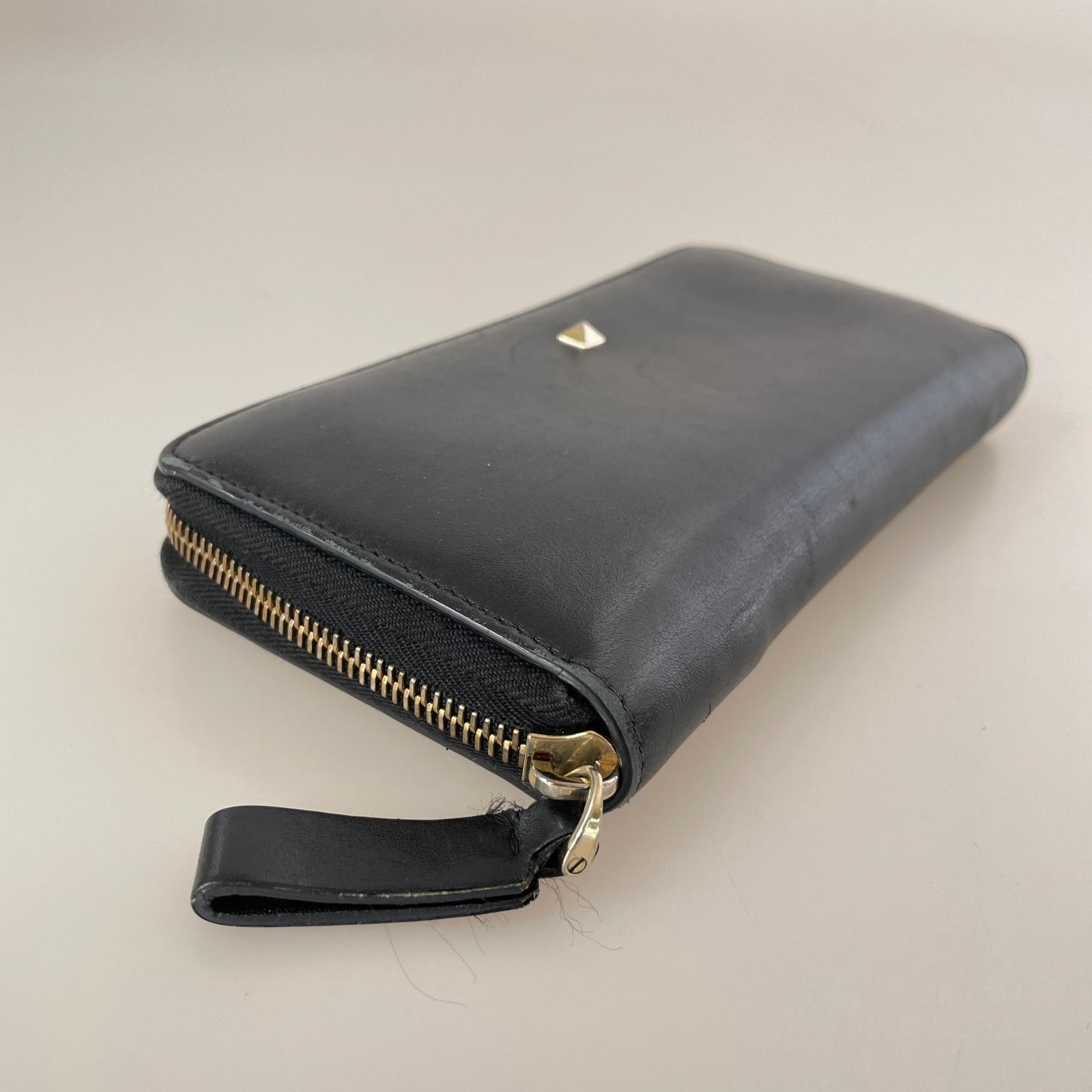 長財布 VALENTINO GARAVANI シングルスタッズ レザーウォレット ブラック ブラック