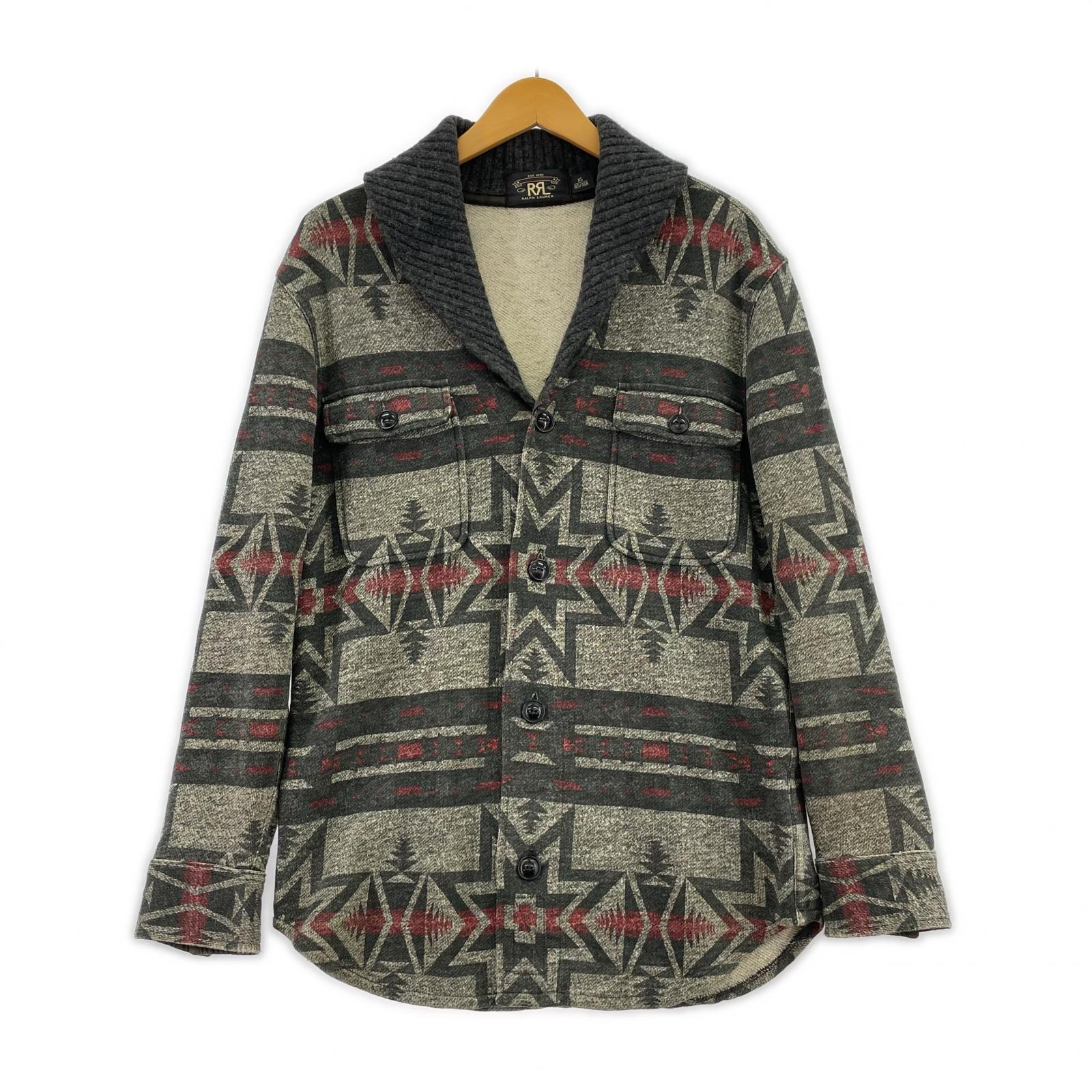 ジャケット ネイティブ柄ショールカラージャケット GRY XS グレー