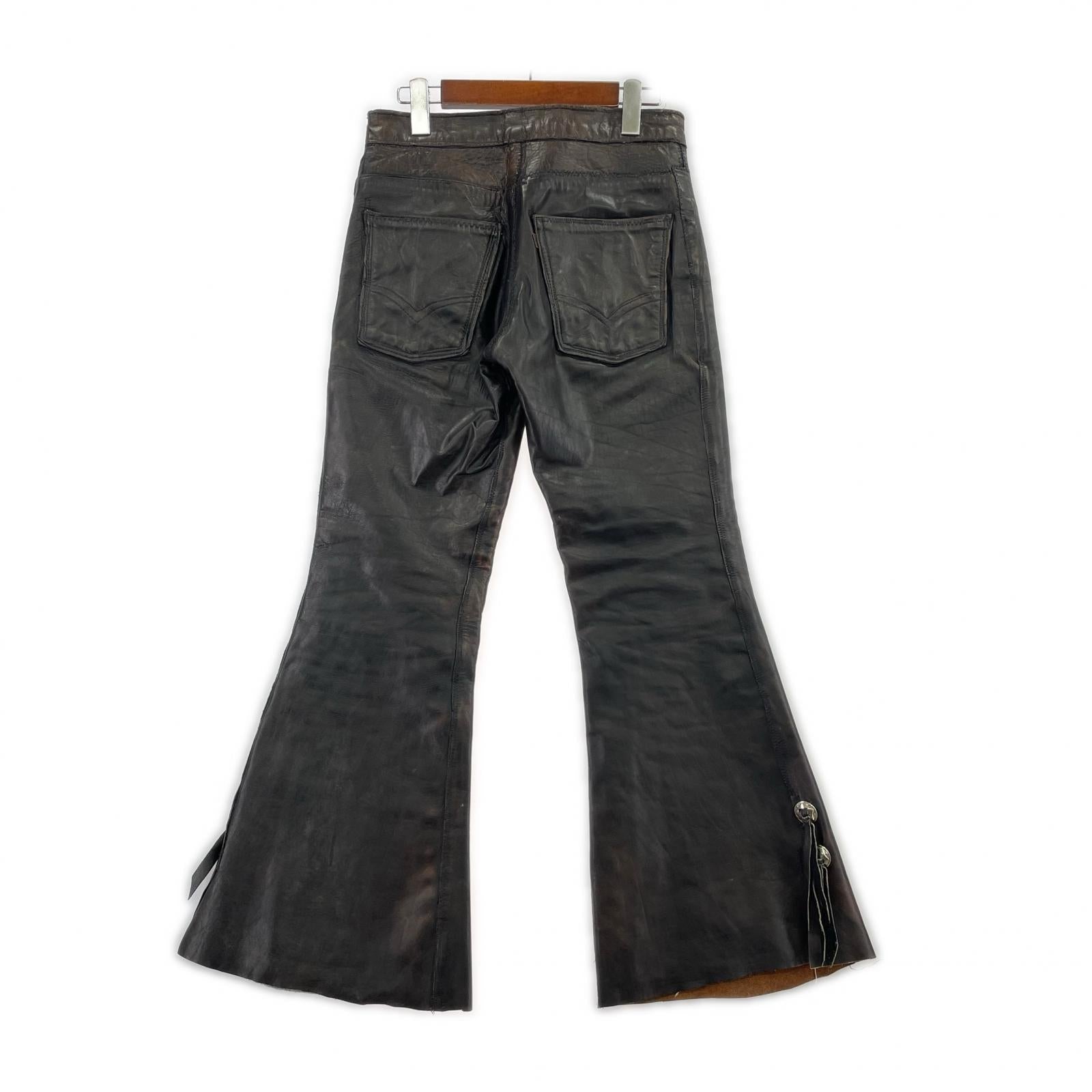 デニムパンツ 70s レザーカスタム ブーツカット 刻印4 42TALON W29 L29 ブラック