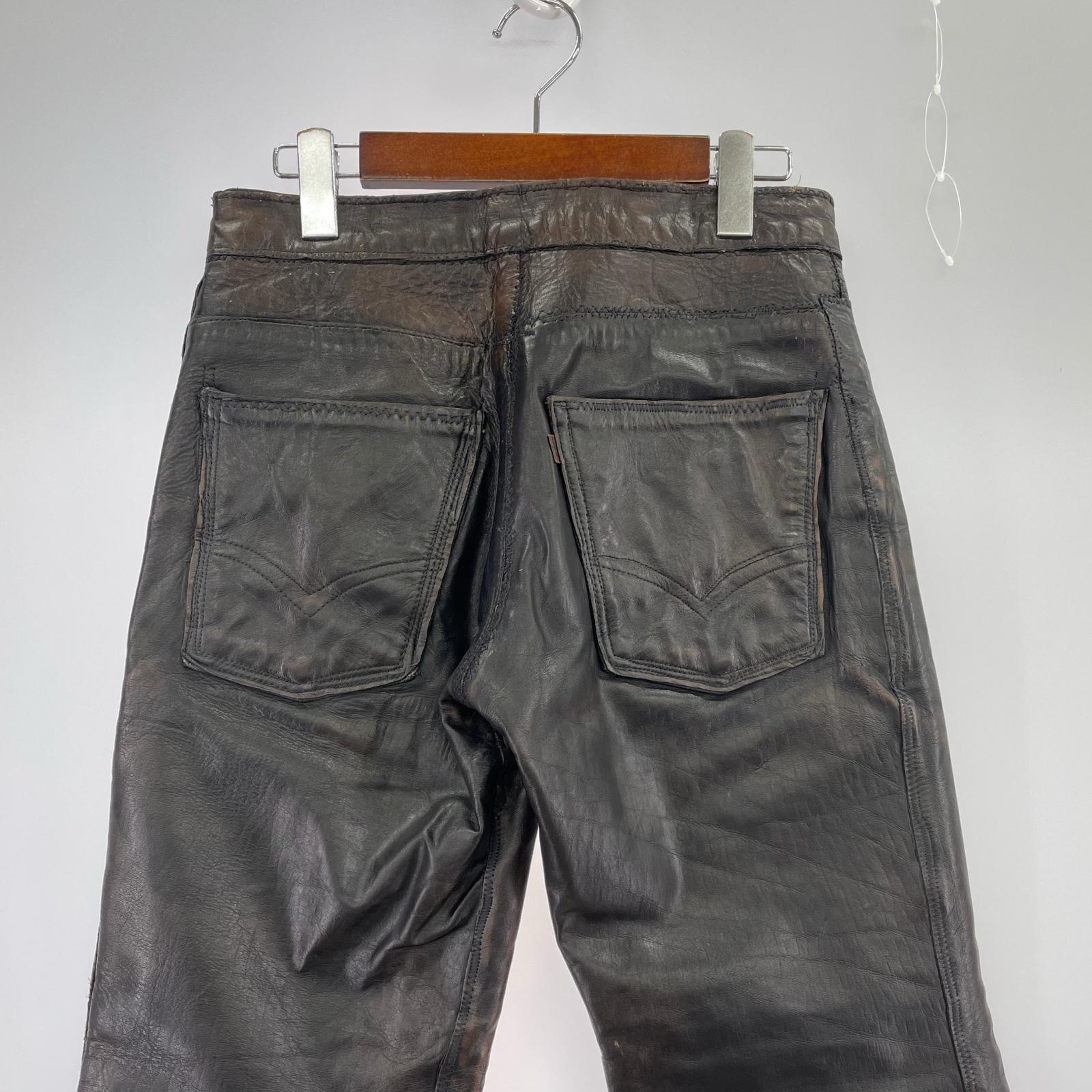 デニムパンツ 70s レザーカスタム ブーツカット 刻印4 42TALON W29 L29 ブラック