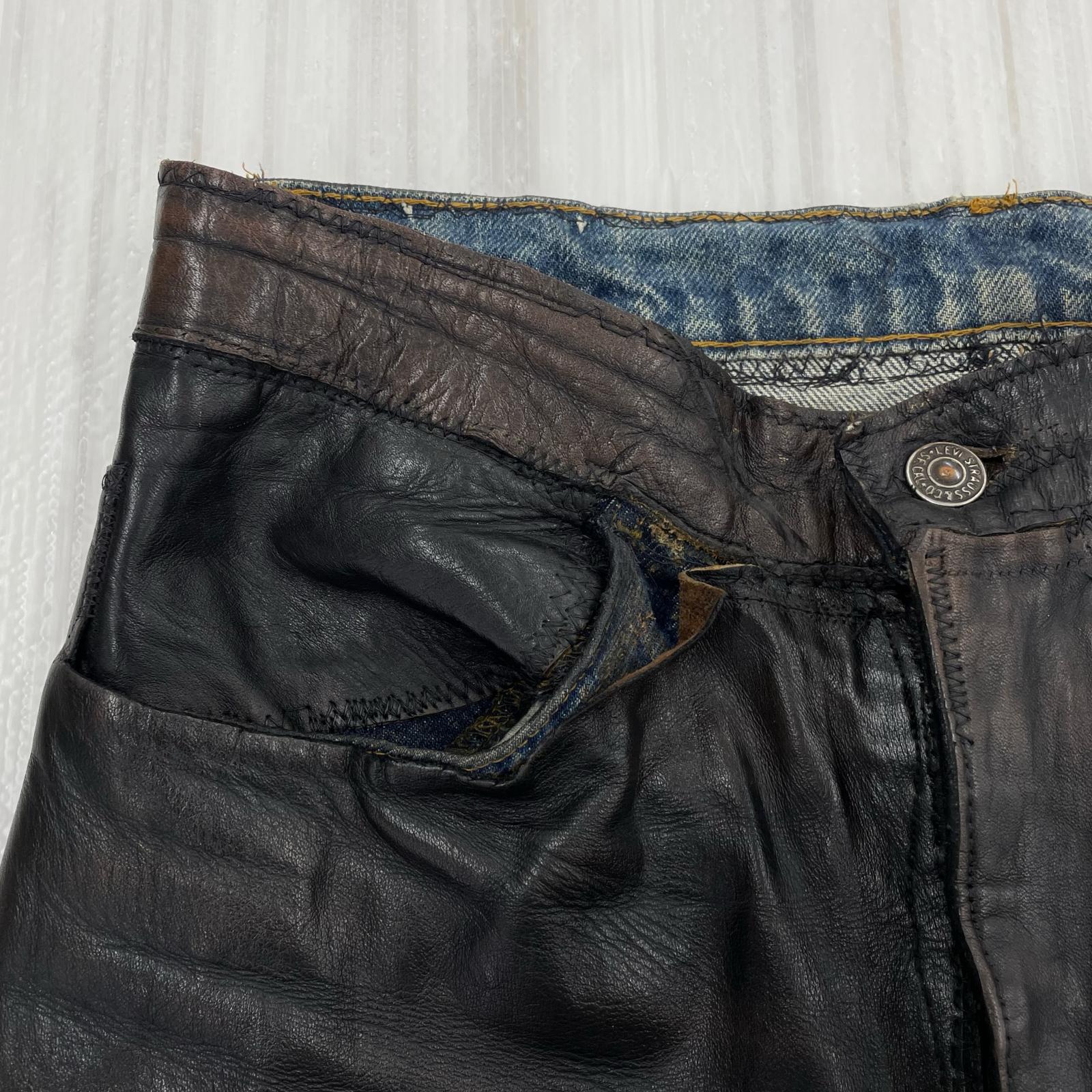 デニムパンツ 70s レザーカスタム ブーツカット 刻印4 42TALON W29 L29 ブラック
