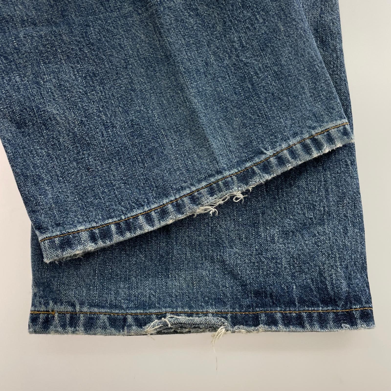 デニムパンツ ×UNFOLLOW ダブルニーデニムパンツ L ブルー