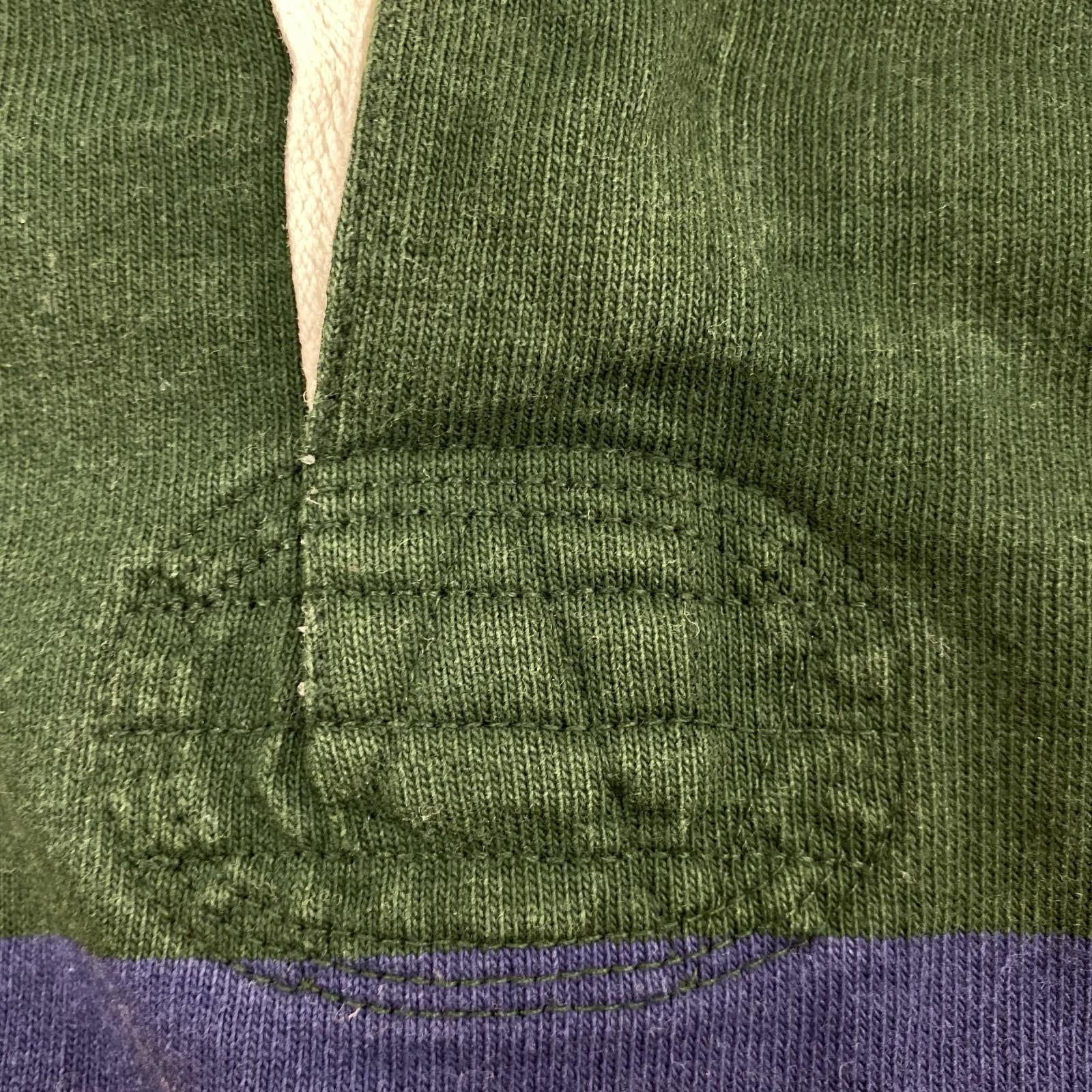 長袖Tシャツ ラガーシャツ ボーダー ワッペン 緑 (L) L