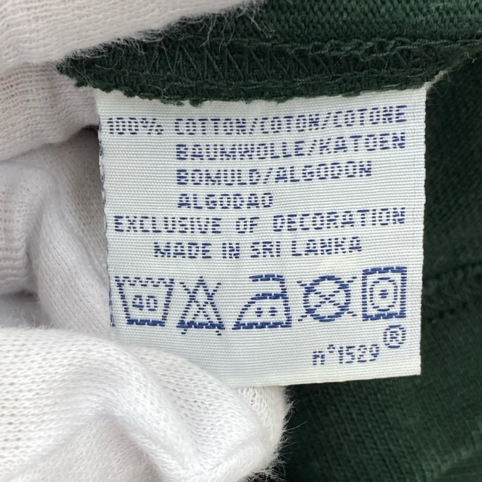 長袖Tシャツ ラガーシャツ ボーダー ワッペン 緑 (L) L