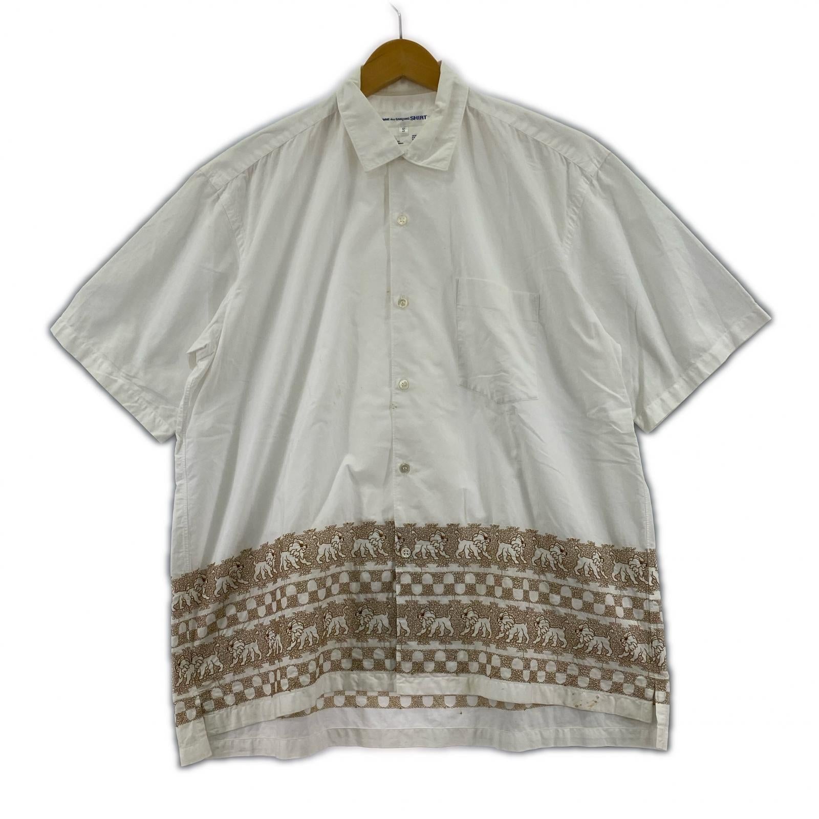 半袖シャツ COMME des GARCONS SHIRT 裾刺繍デザイン S/Sシャツ S ホワイト S ホワイト