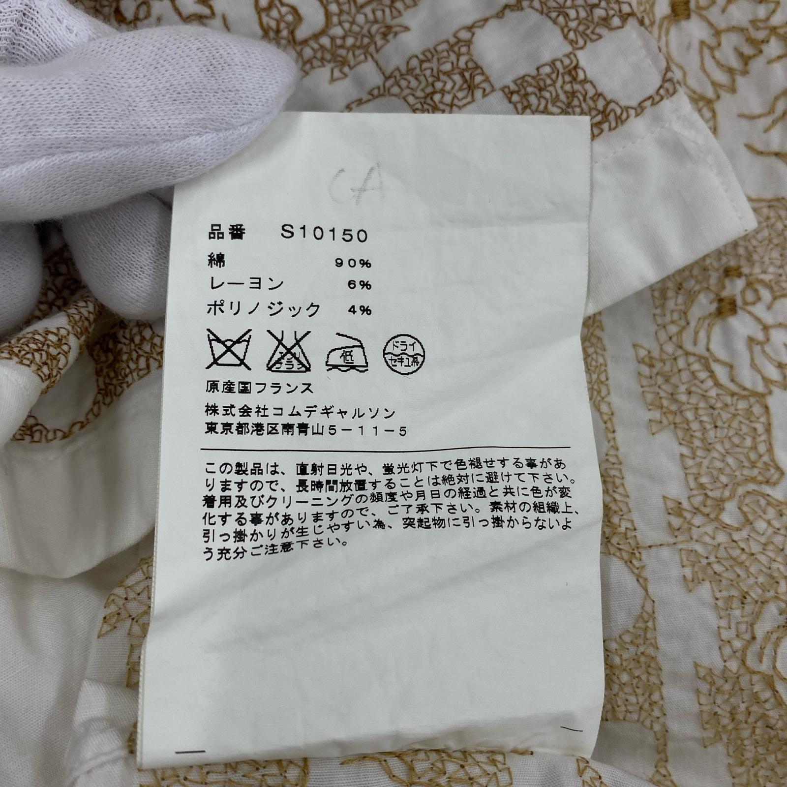 半袖シャツ COMME des GARCONS SHIRT 裾刺繍デザイン S/Sシャツ S ホワイト S ホワイト