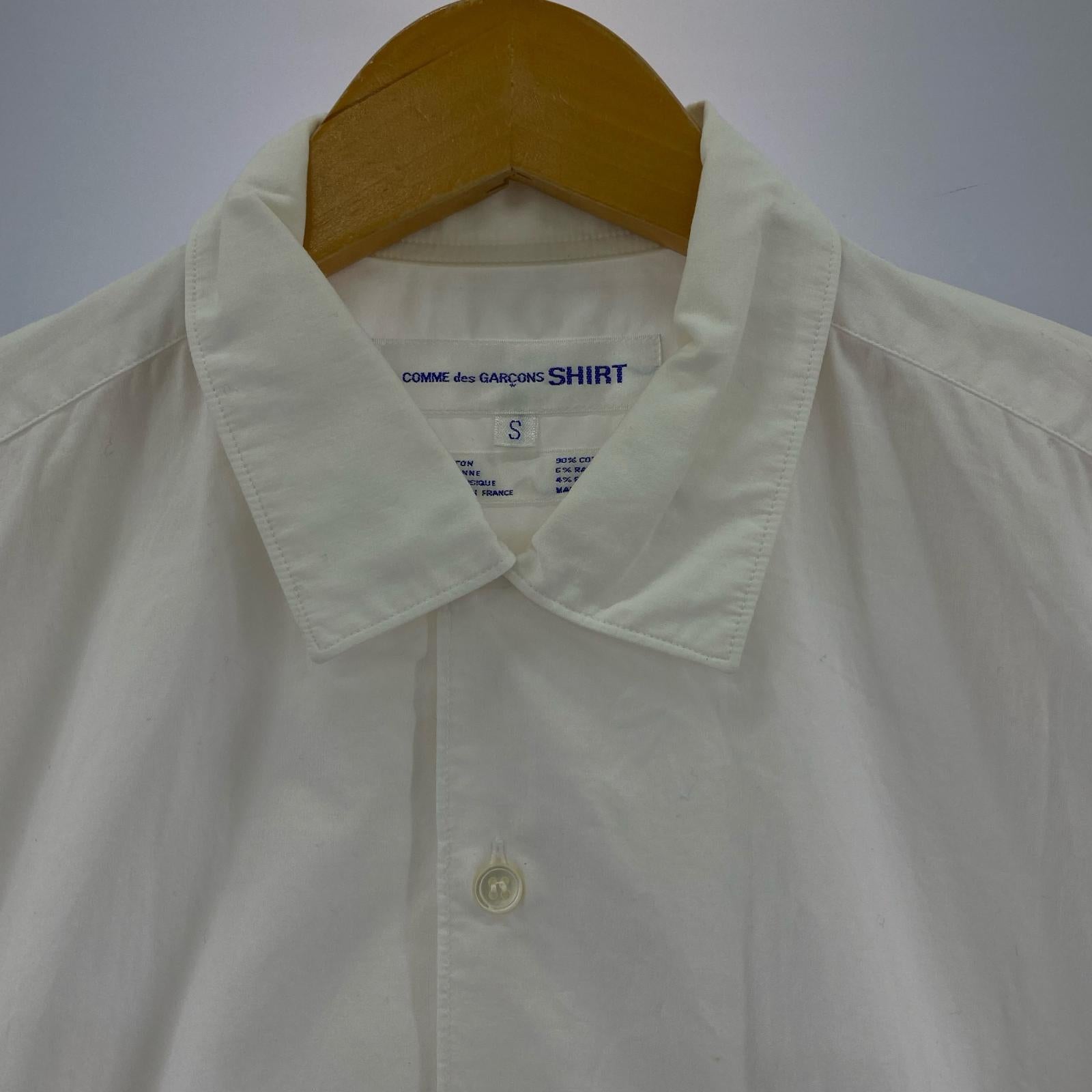 半袖シャツ COMME des GARCONS SHIRT 裾刺繍デザイン S/Sシャツ S ホワイト S ホワイト
