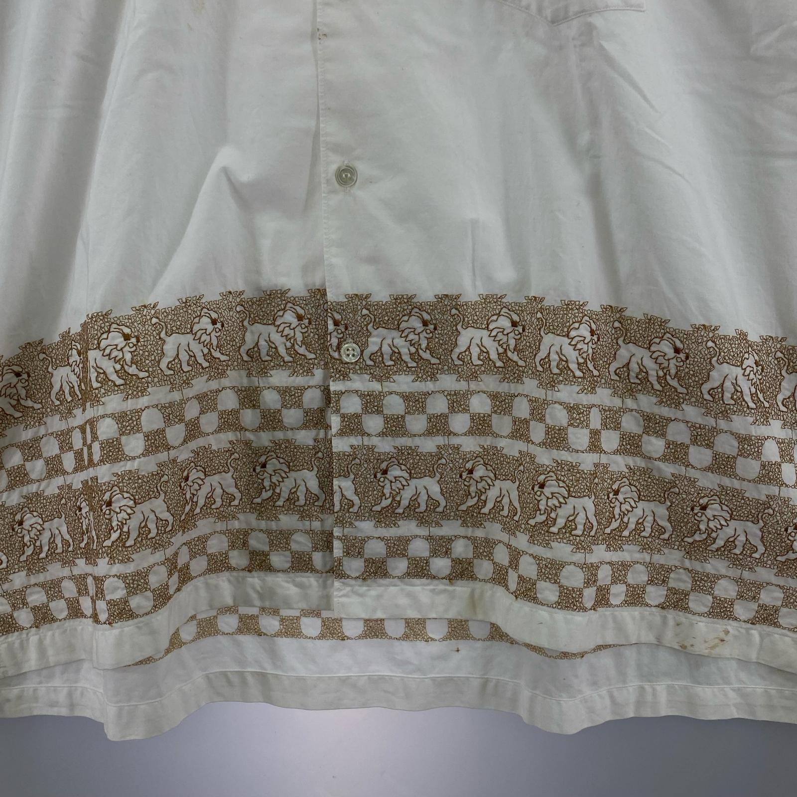 半袖シャツ COMME des GARCONS SHIRT 裾刺繍デザイン S/Sシャツ S ホワイト S ホワイト