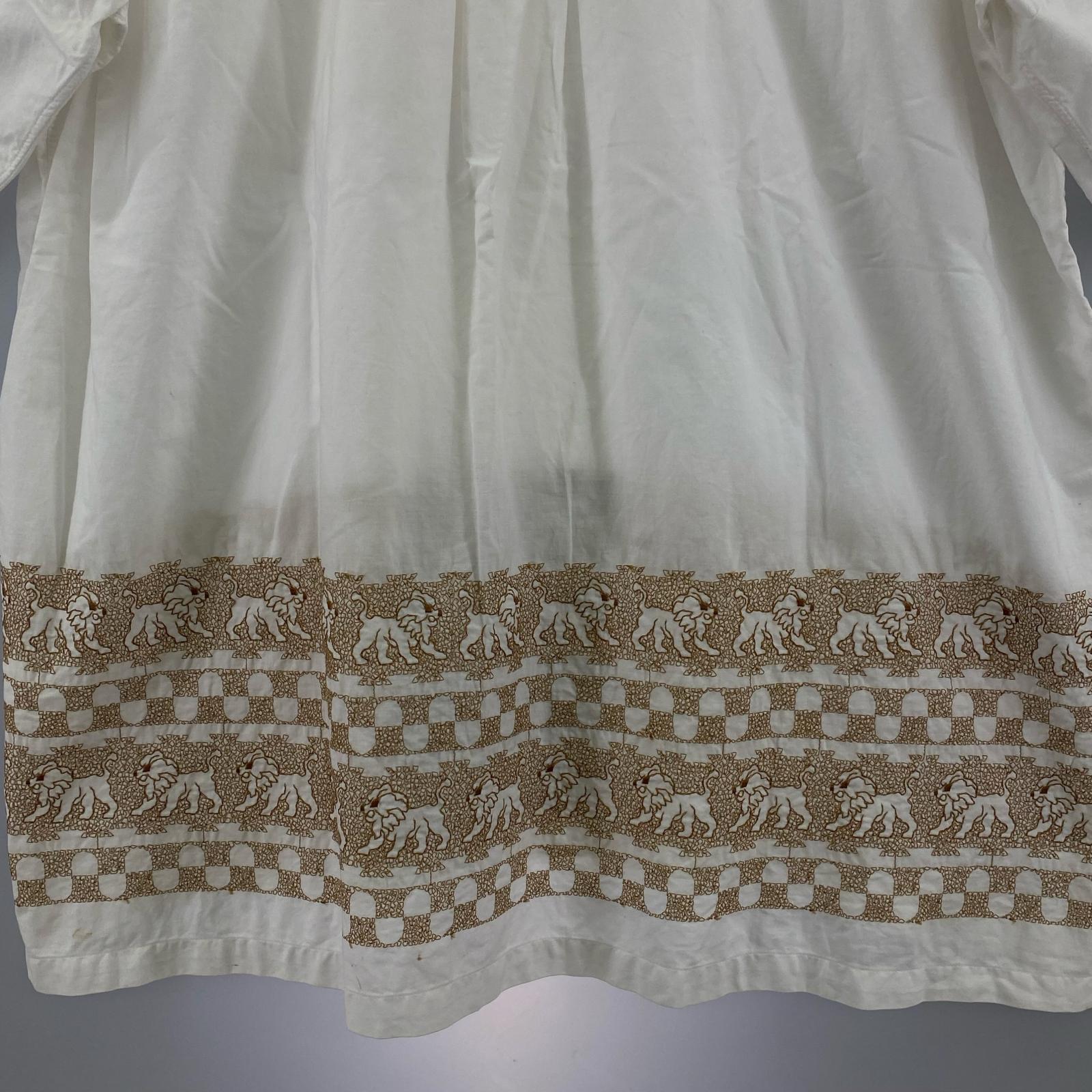 半袖シャツ COMME des GARCONS SHIRT 裾刺繍デザイン S/Sシャツ S ホワイト S ホワイト