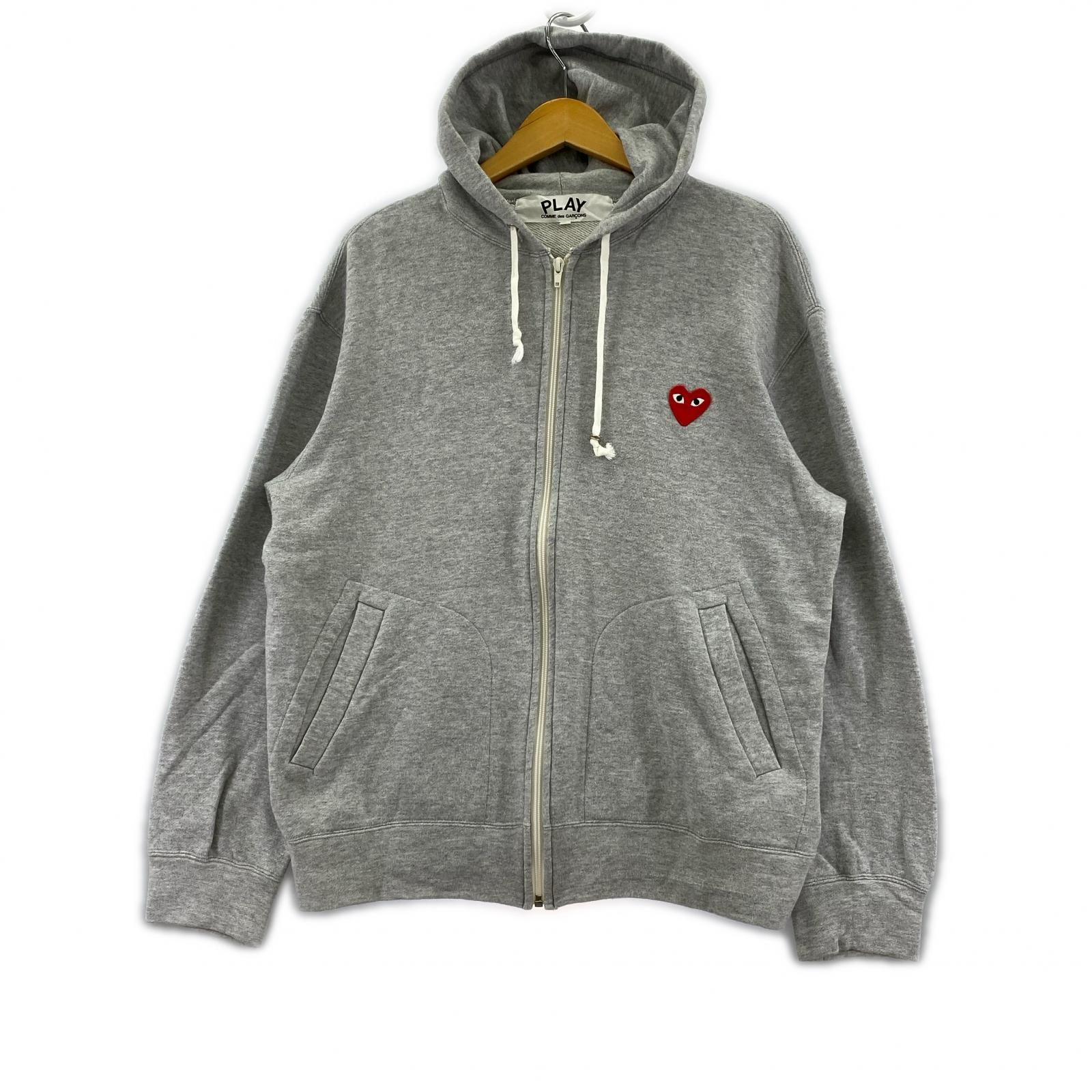 パーカー PLAY COMME des GARCONS ハート刺繍 ジップパーカー L グレー L グレー