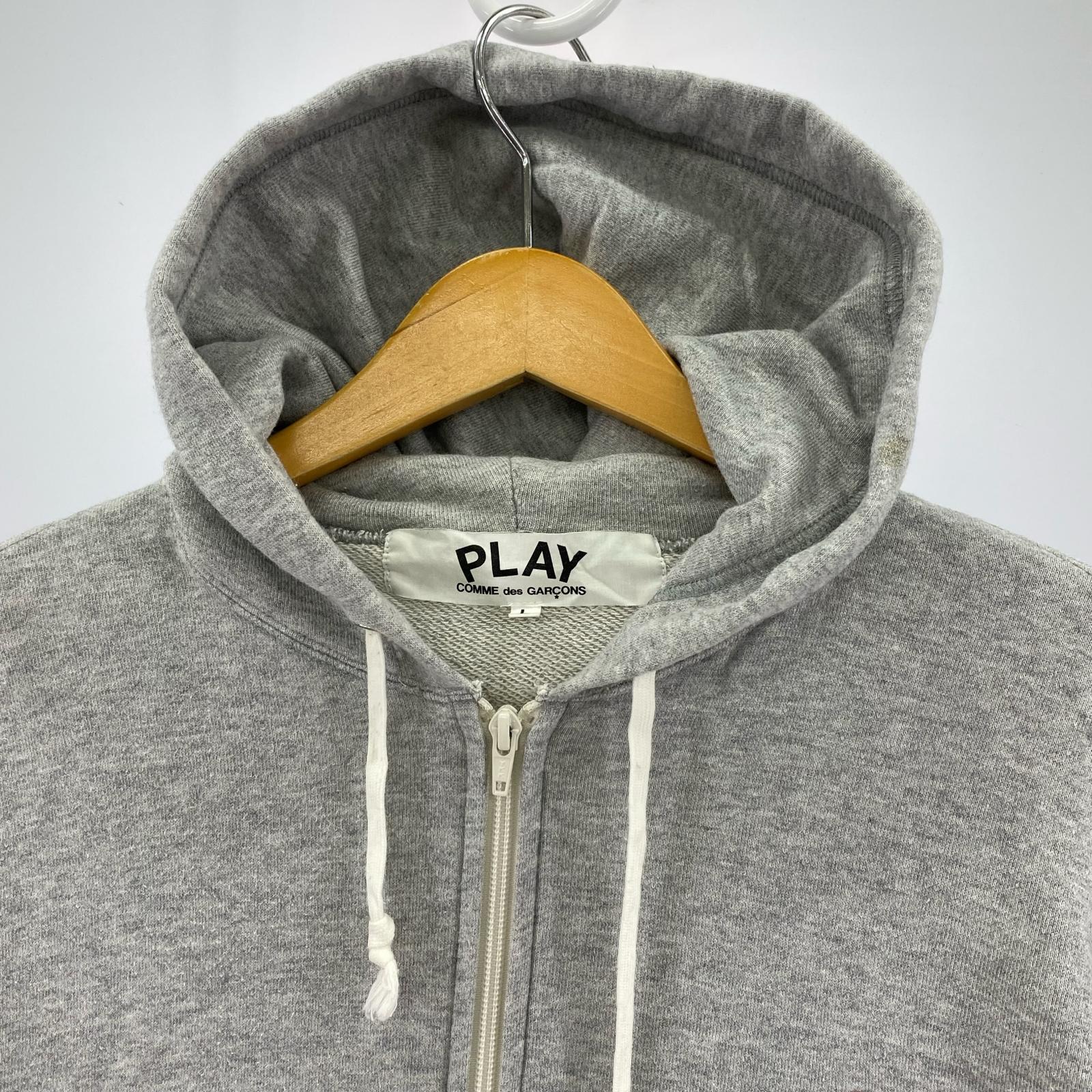 パーカー PLAY COMME des GARCONS ハート刺繍 ジップパーカー L グレー L グレー
