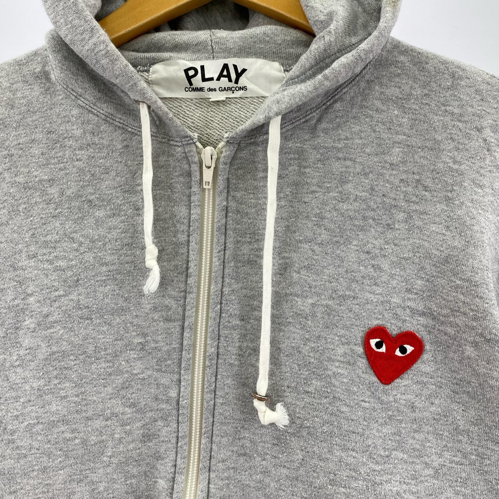 パーカー PLAY COMME des GARCONS ハート刺繍 ジップパーカー L グレー L グレー