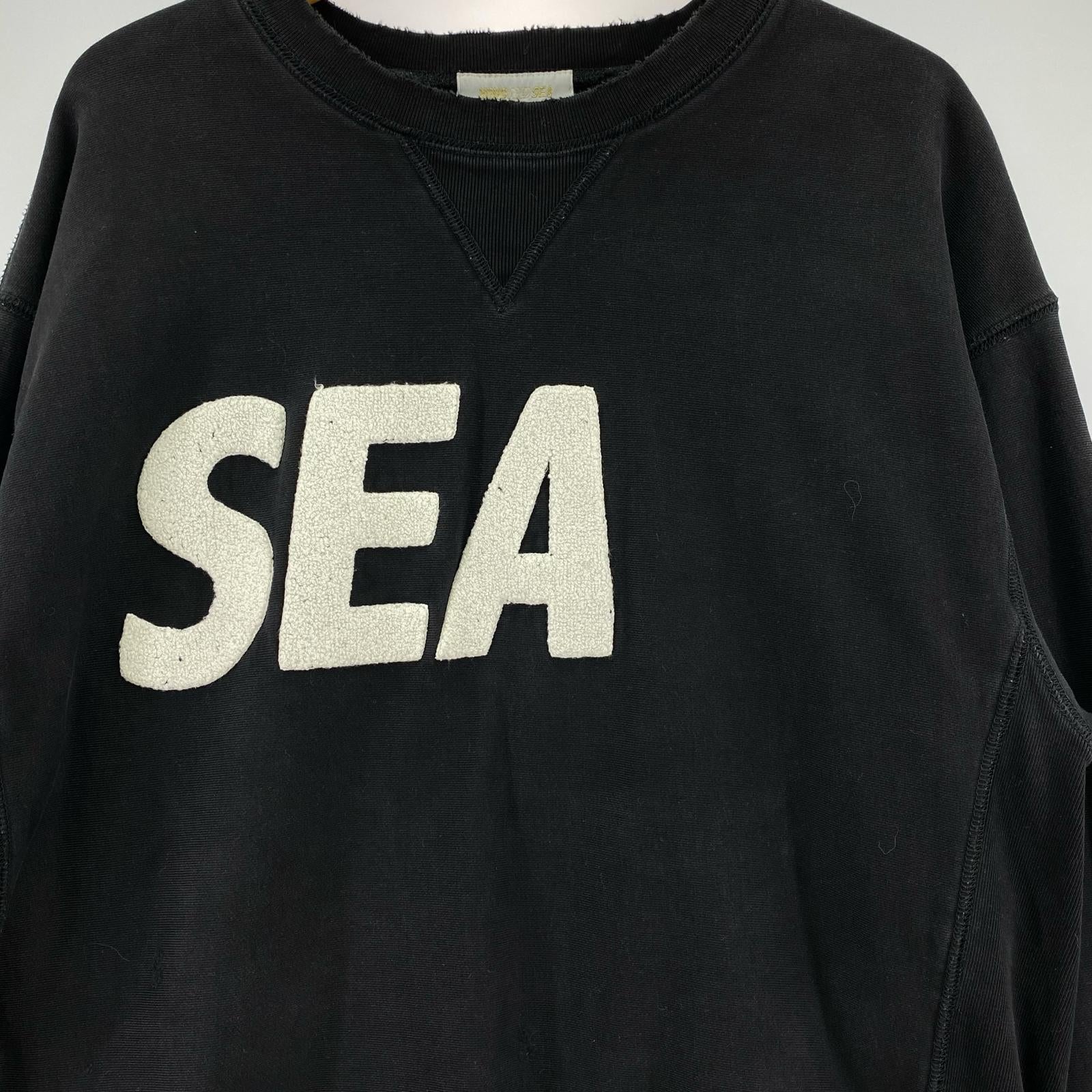 スウェット WIND AND SEA WDS SEA Damaged Crew neck 加工スウェット XL ブラック ブラック