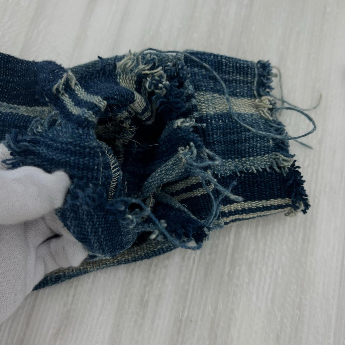 長袖シャツ GREG LAUREN アフリカンインディゴ リネンストライプシャツ 1 インディゴ 1 ブルー