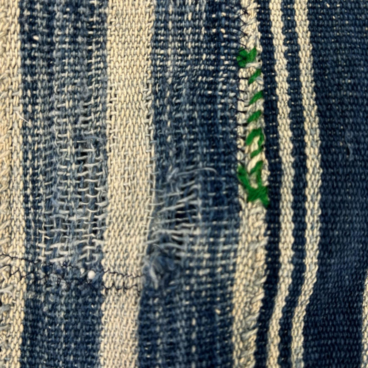 長袖シャツ GREG LAUREN アフリカンインディゴ リネンストライプシャツ 1 インディゴ 1 ブルー