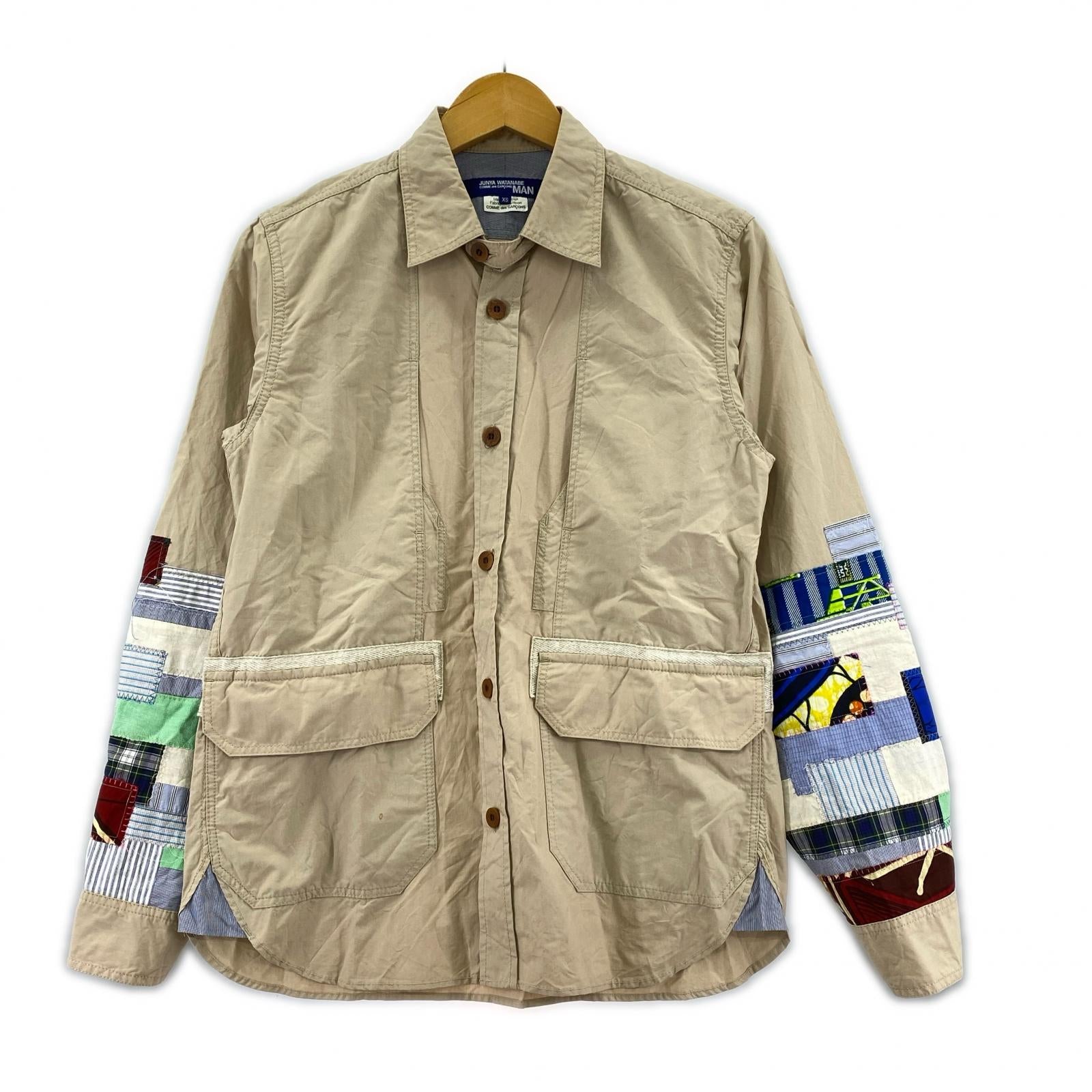長袖シャツ JUNYA WATANABE COMME des GARCONS MAN パッチワークシャツジャケット XS ベージュ ベージュ