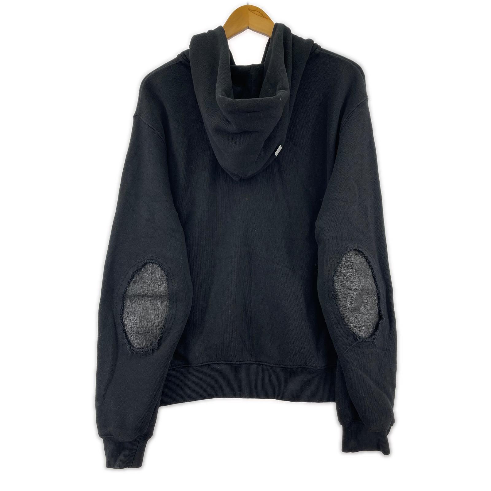 パーカー Leather Elbow Patch Zip Hoodie BLK M M ブラック