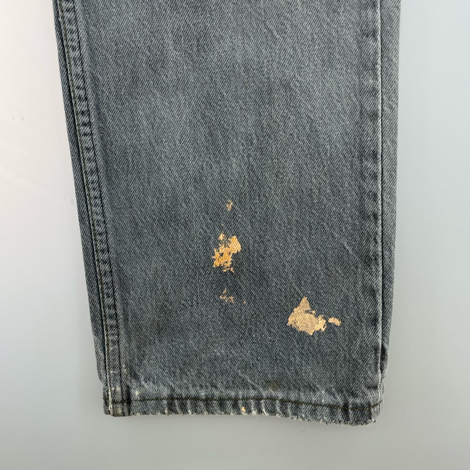 デニムパンツ 80s USA製 501-0658 ハチマル 先染めブラックデニムパンツ W32 39 グレー