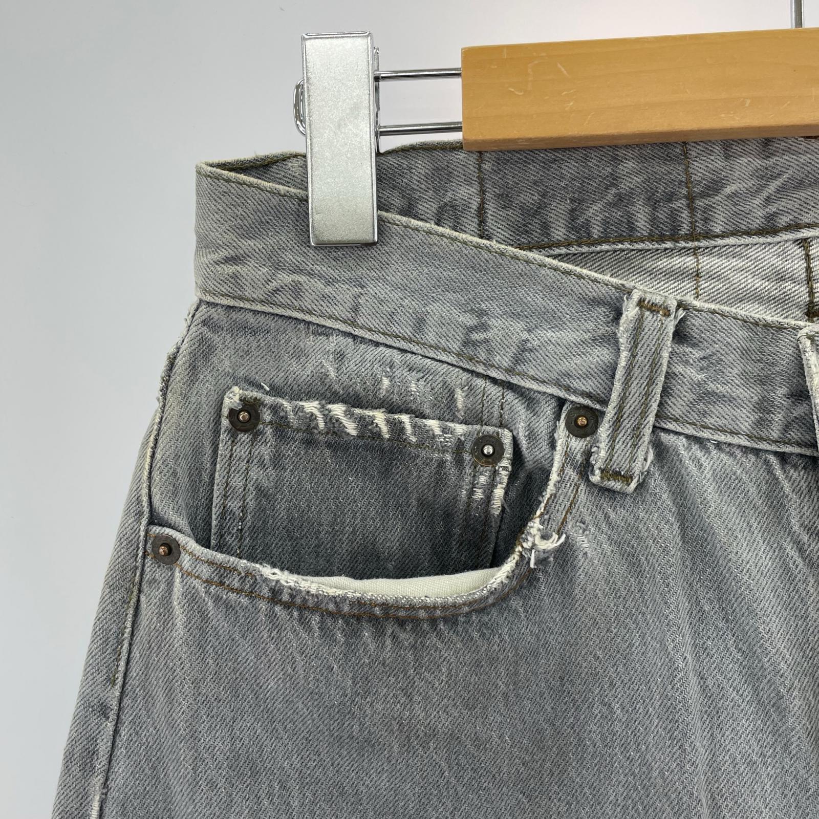 デニムパンツ 80s USA製 501-0658 ハチマル 先染めブラックデニムパンツ W32 39 グレー