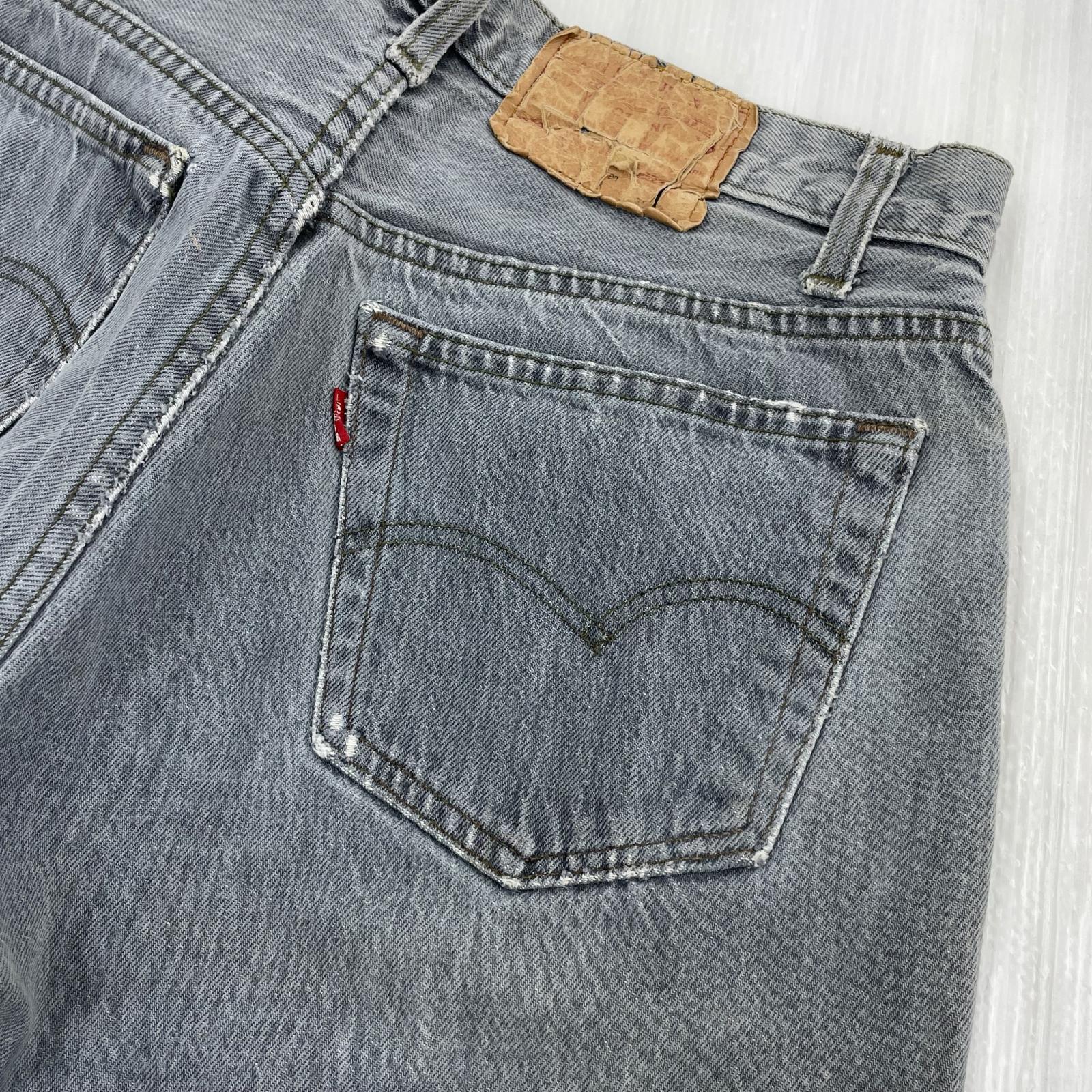 デニムパンツ 80s USA製 501-0658 ハチマル 先染めブラックデニムパンツ W32 39 グレー