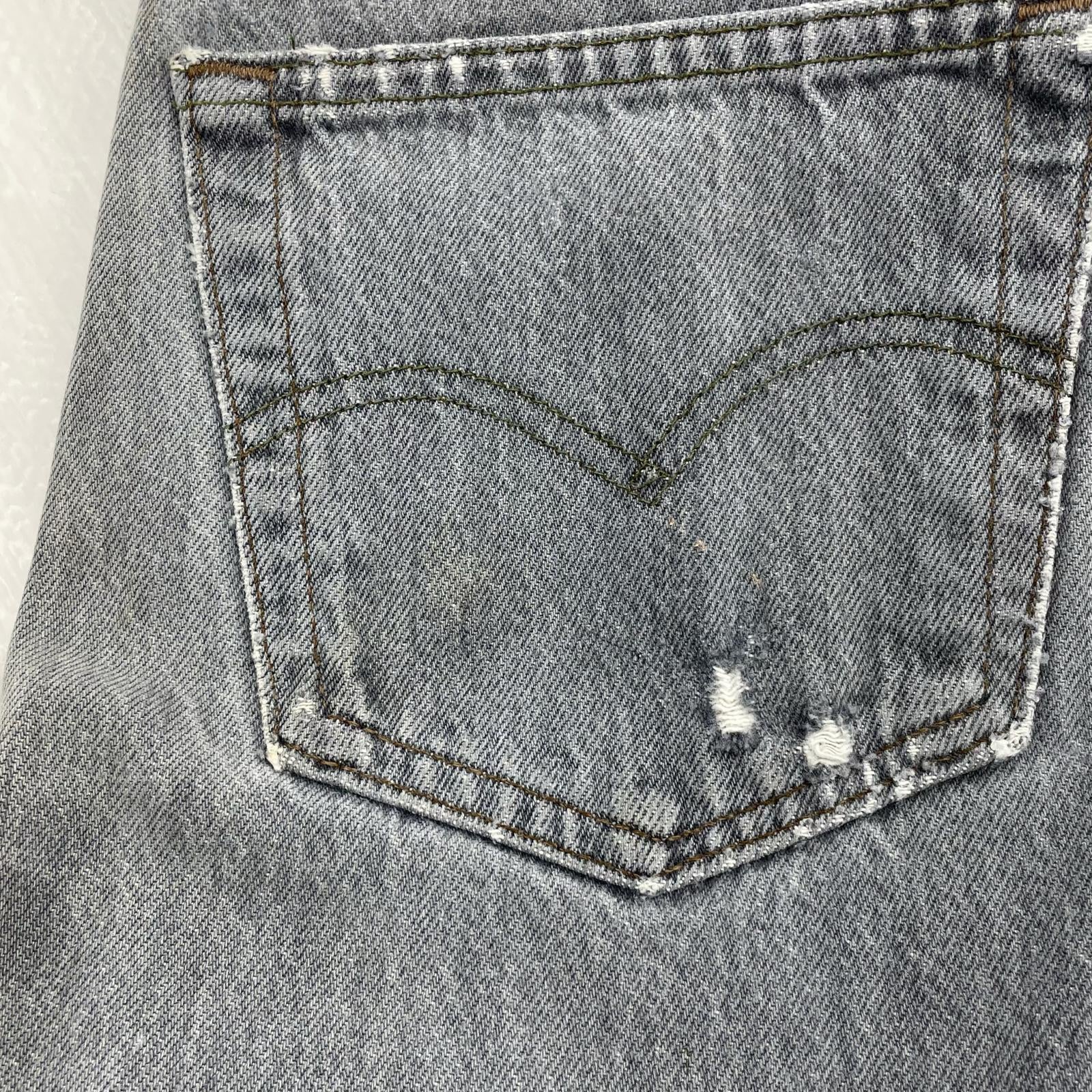 デニムパンツ 80s USA製 501-0658 ハチマル 先染めブラックデニムパンツ W32 39 グレー